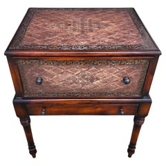 Theodore Alexander Leather Wrapped Side Accent Table