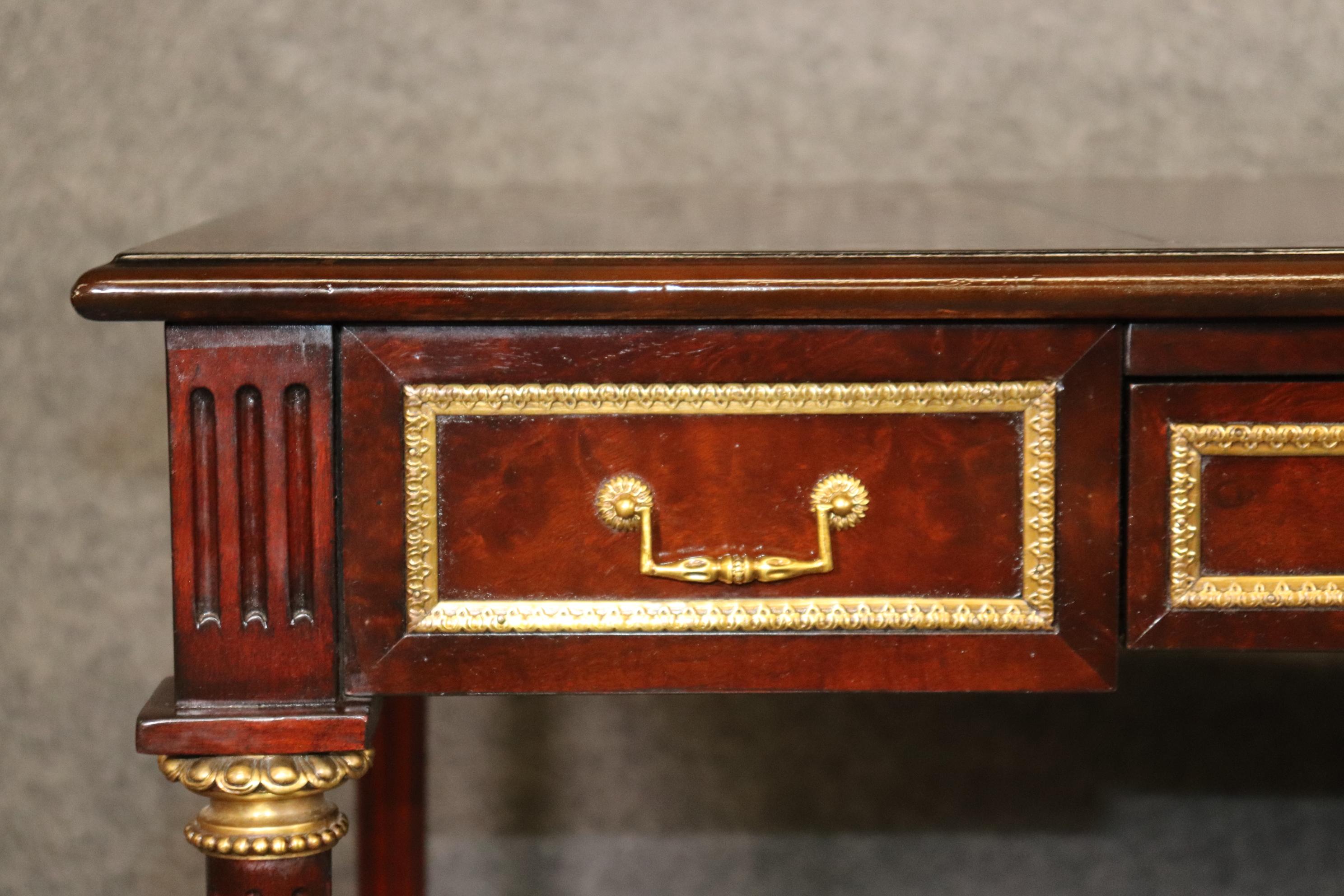 Theodore Alexander Louis XVI Style Desk with Brass Accents Leather Top 6