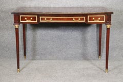 Theodore Alexander Louis XVI Style Desk with Brass Accents Leather Top