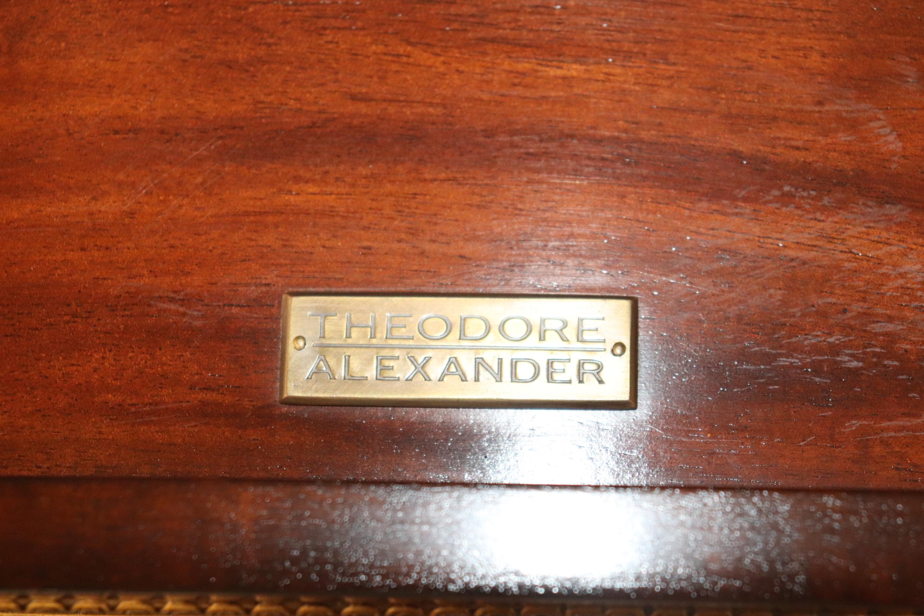 Oceanic Theodore Alexander Louis XVI Style Desk with Brass Accents Leather Top