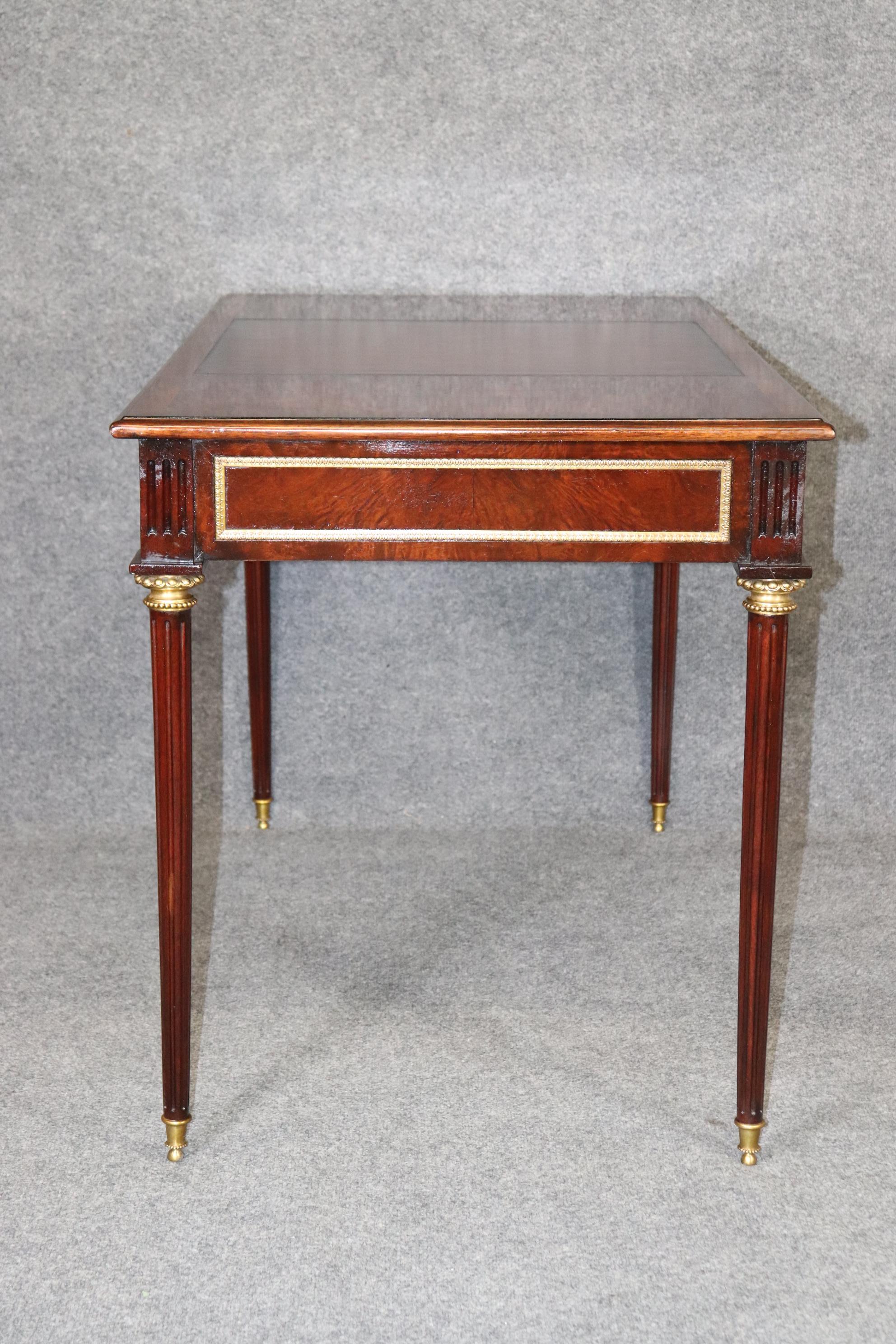 Contemporary Theodore Alexander Louis XVI Style Desk with Brass Accents Leather Top