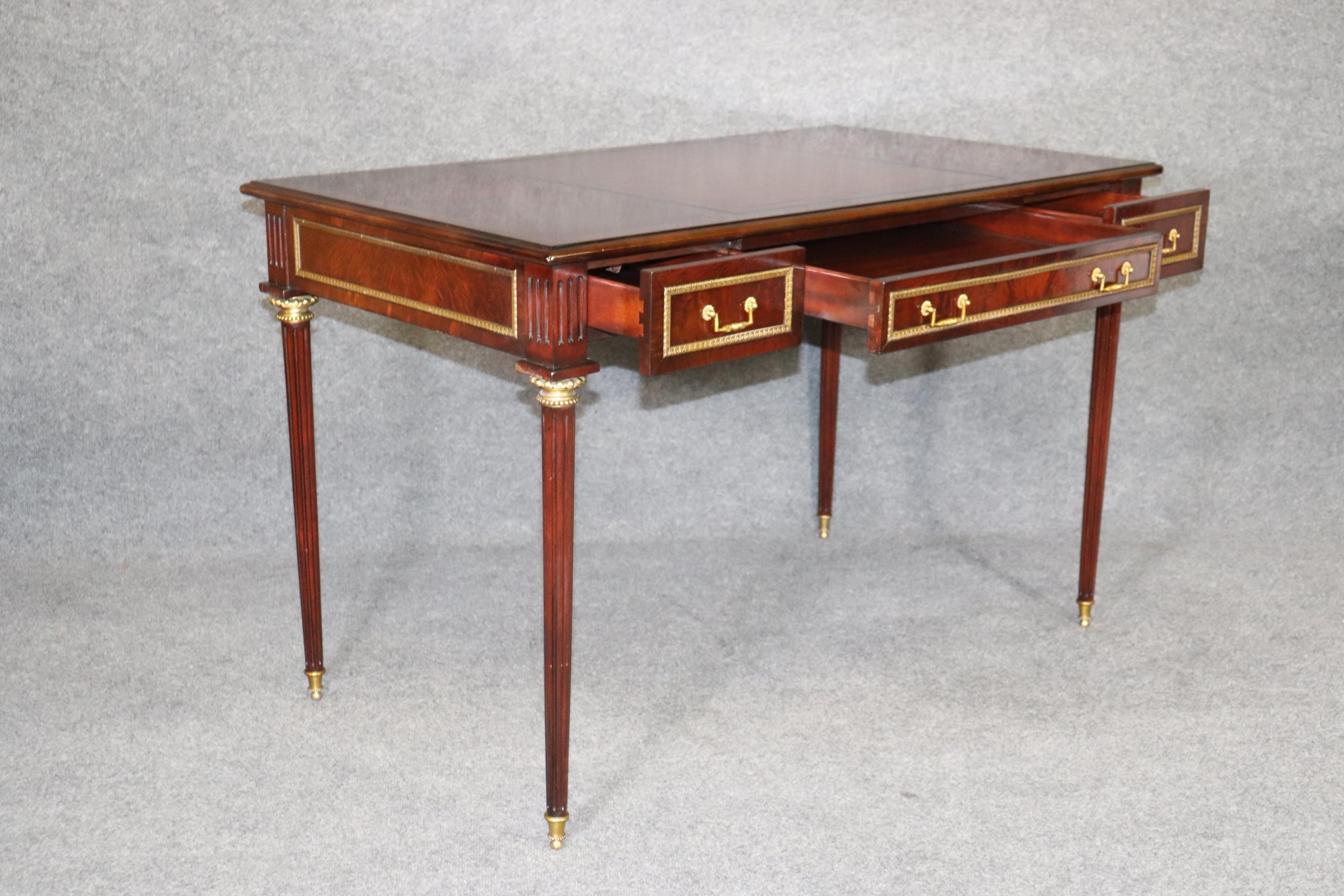 Theodore Alexander Louis XVI Style Desk with Brass Accents Leather Top 2