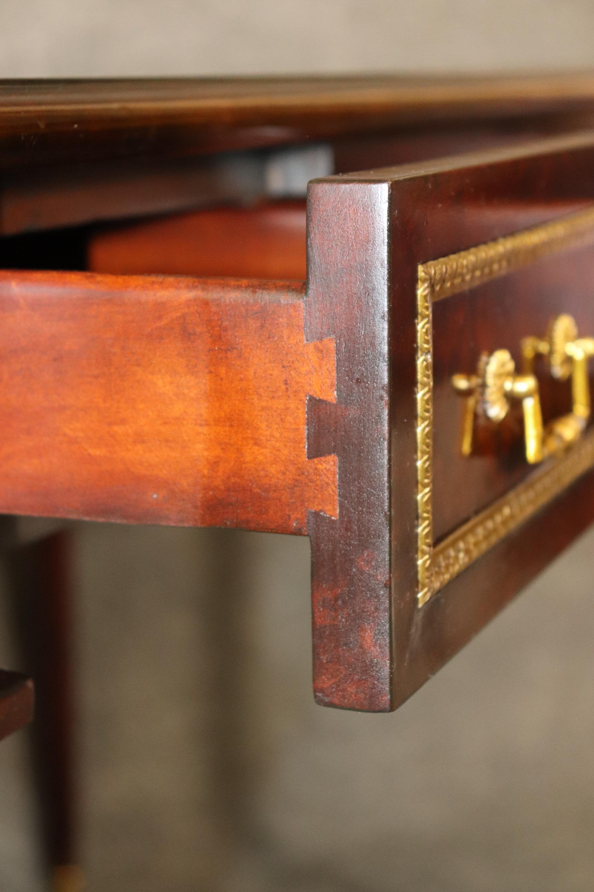 Theodore Alexander Louis XVI Style Desk with Brass Accents Leather Top 3