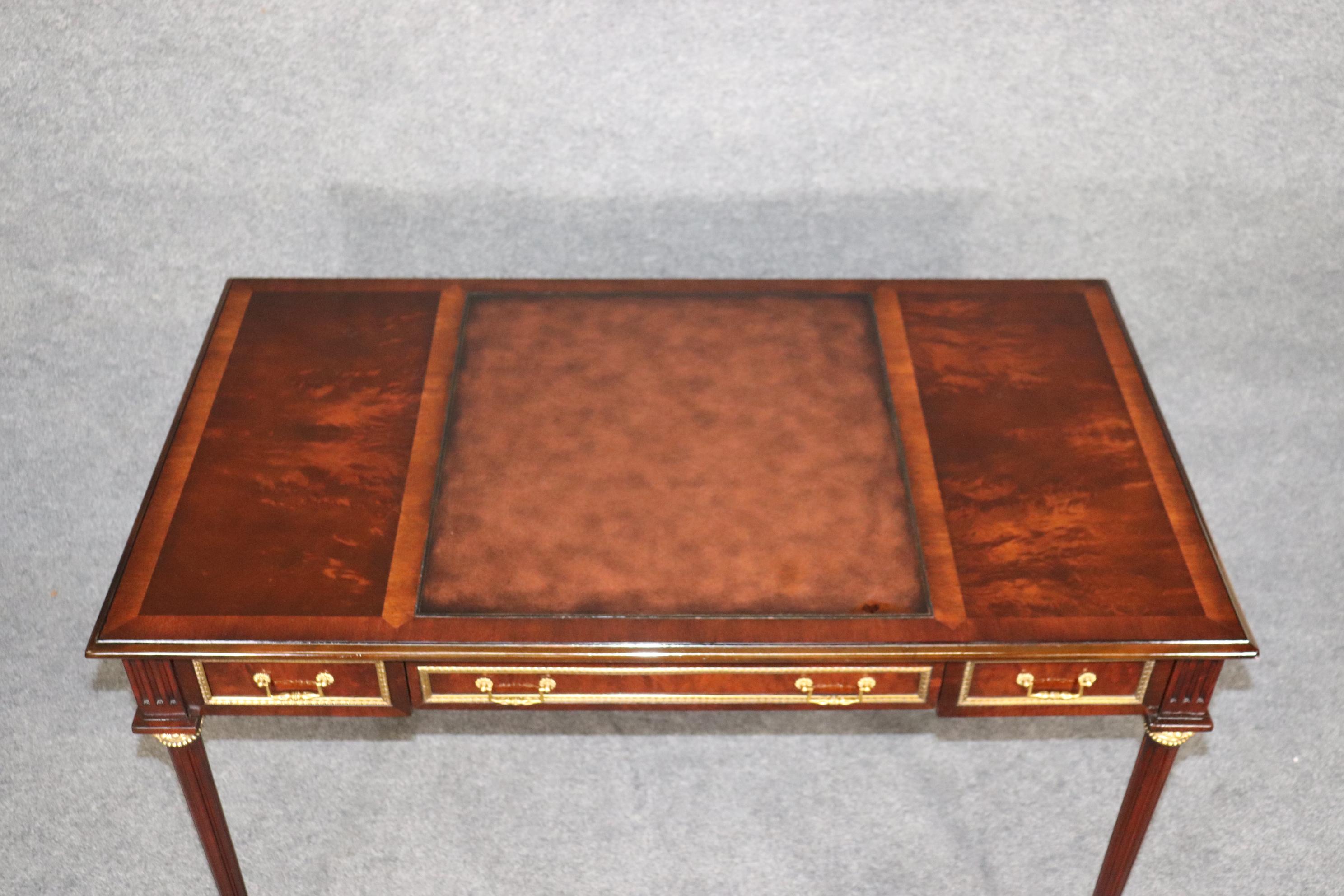 Theodore Alexander Louis XVI Style Desk with Brass Accents Leather Top 4