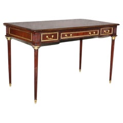 Theodore Alexander Louis XVI Style Desk with Brass Accents Leather Top