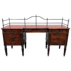 Theodore Alexander English Regency Leather Top Writing Desk with Brass Gallery