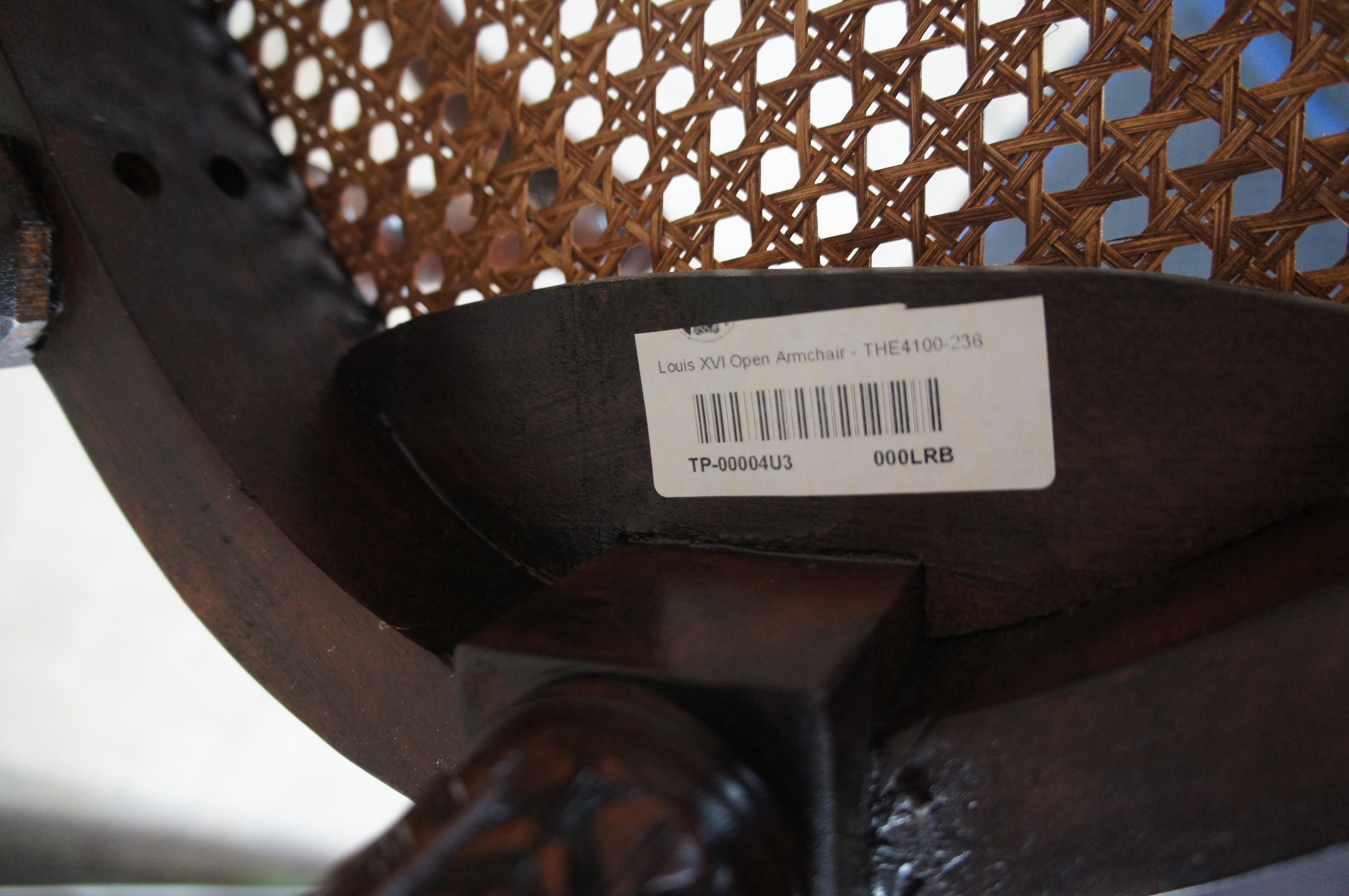 Theodore Alexander Louis XVI Style Mahogany Bronze Repousse Lattice Arm Chair For Sale 7