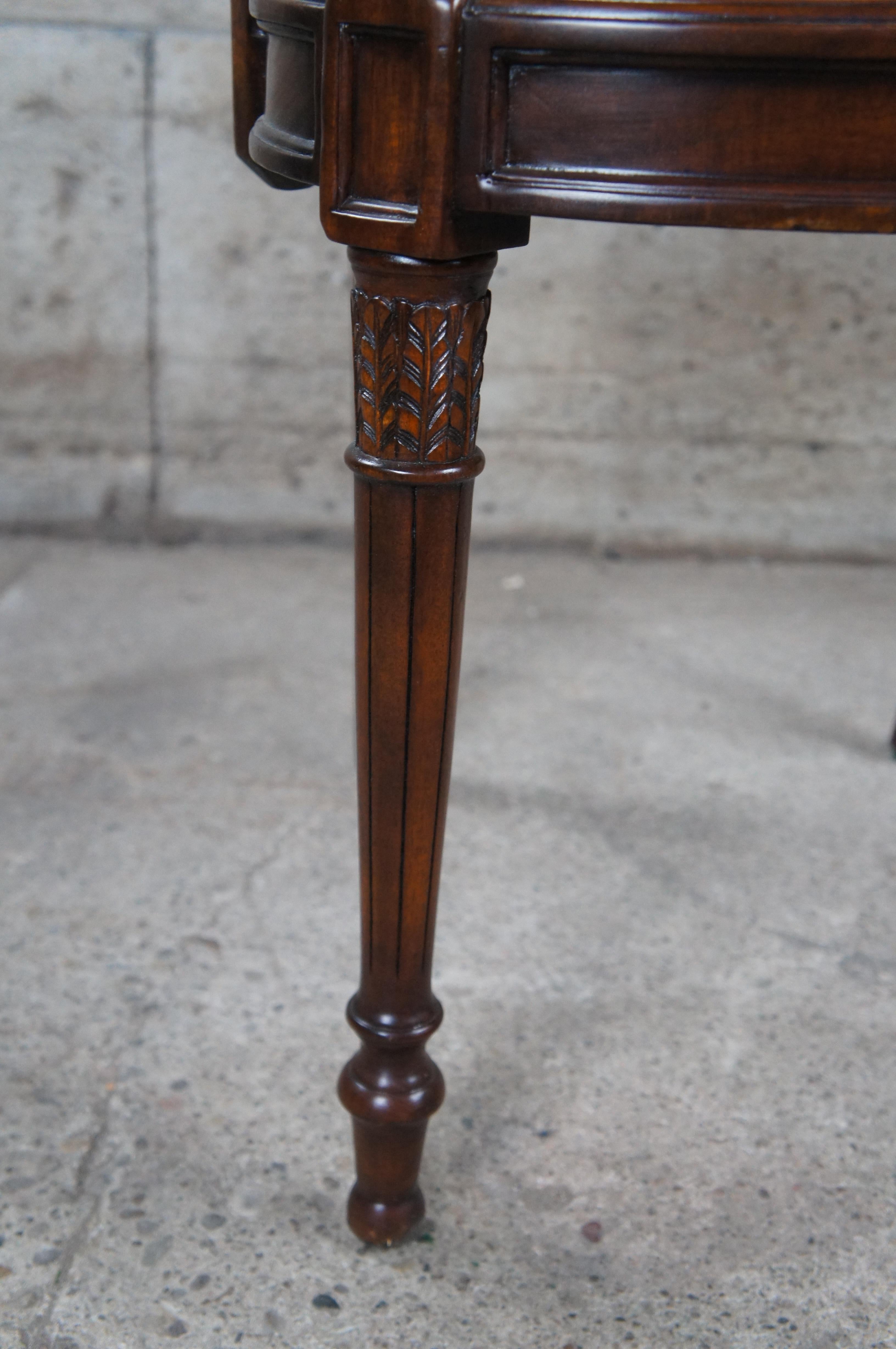 Theodore Alexander Louis XVI Style Mahogany Bronze Repousse Lattice Arm Chair For Sale 5