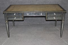 Theodore Alexander Louis XVI Style Mirrored Églomisé Leather Top Desk Distressed