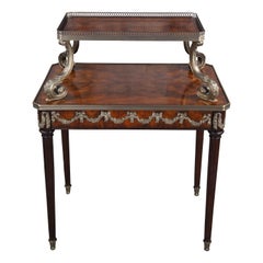 Theodore Alexander Louis XVI Two Tier Crotch Mahogany Display Tea Serving Table