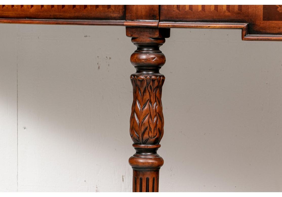 Theodore Alexander Mahogany Demilune Tiered Console Table with Marquetry Details In Good Condition In Bridgeport, CT