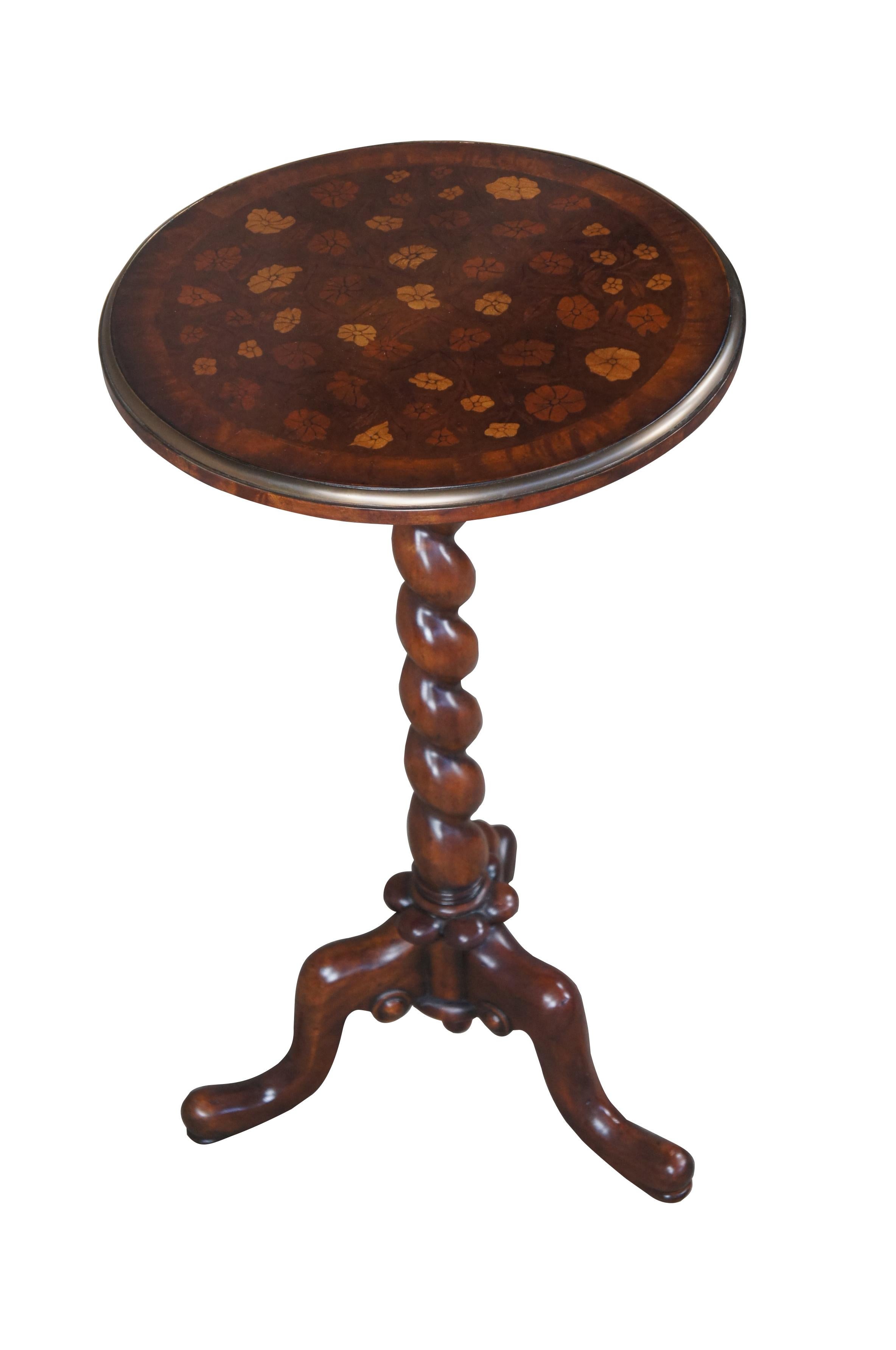 William and Mary Theodore Alexander Mahogany Inlaid William & Mary Barley Twist Pedestal Table
