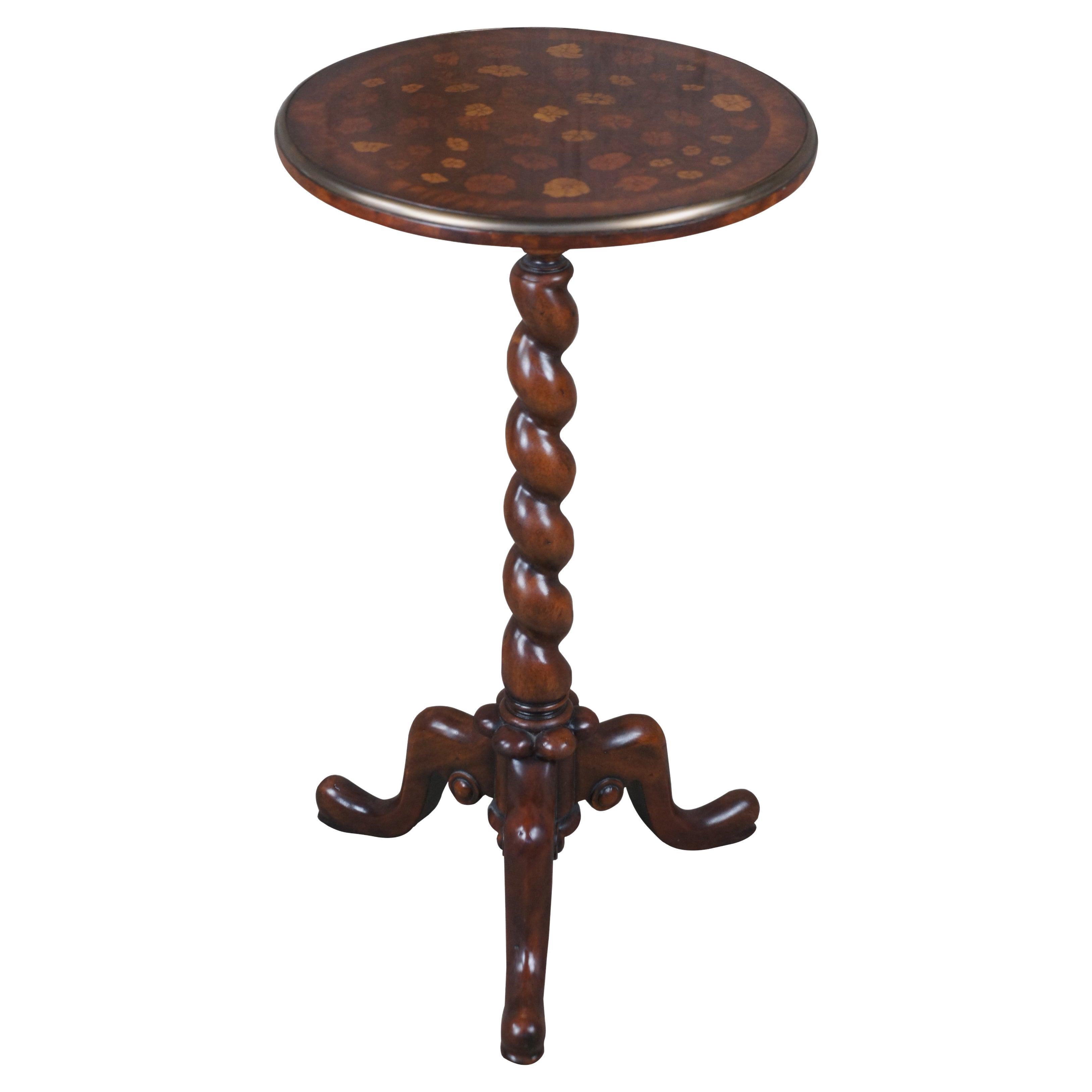 Theodore Alexander Mahogany Inlaid William & Mary Barley Twist Pedestal Table
