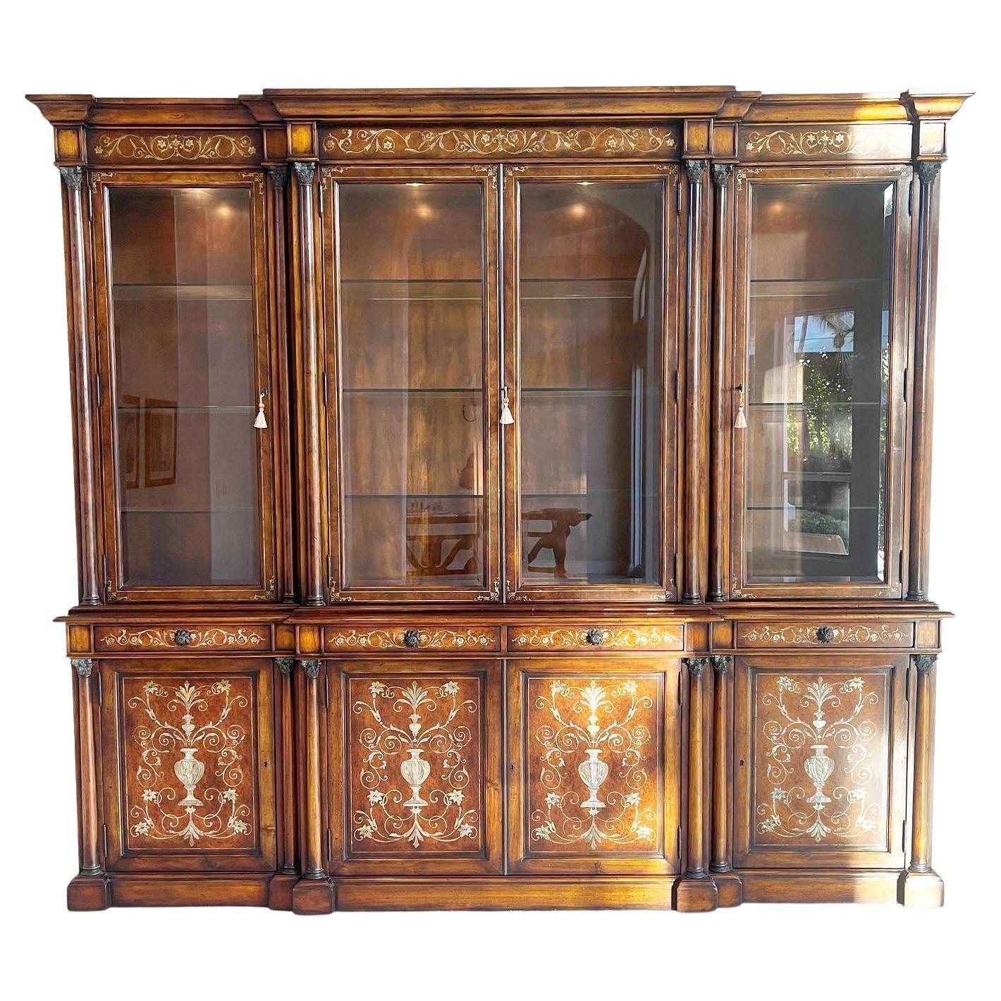 Theodore Alexander Mahogany with Mother of Pearl Inlay China Cabinet