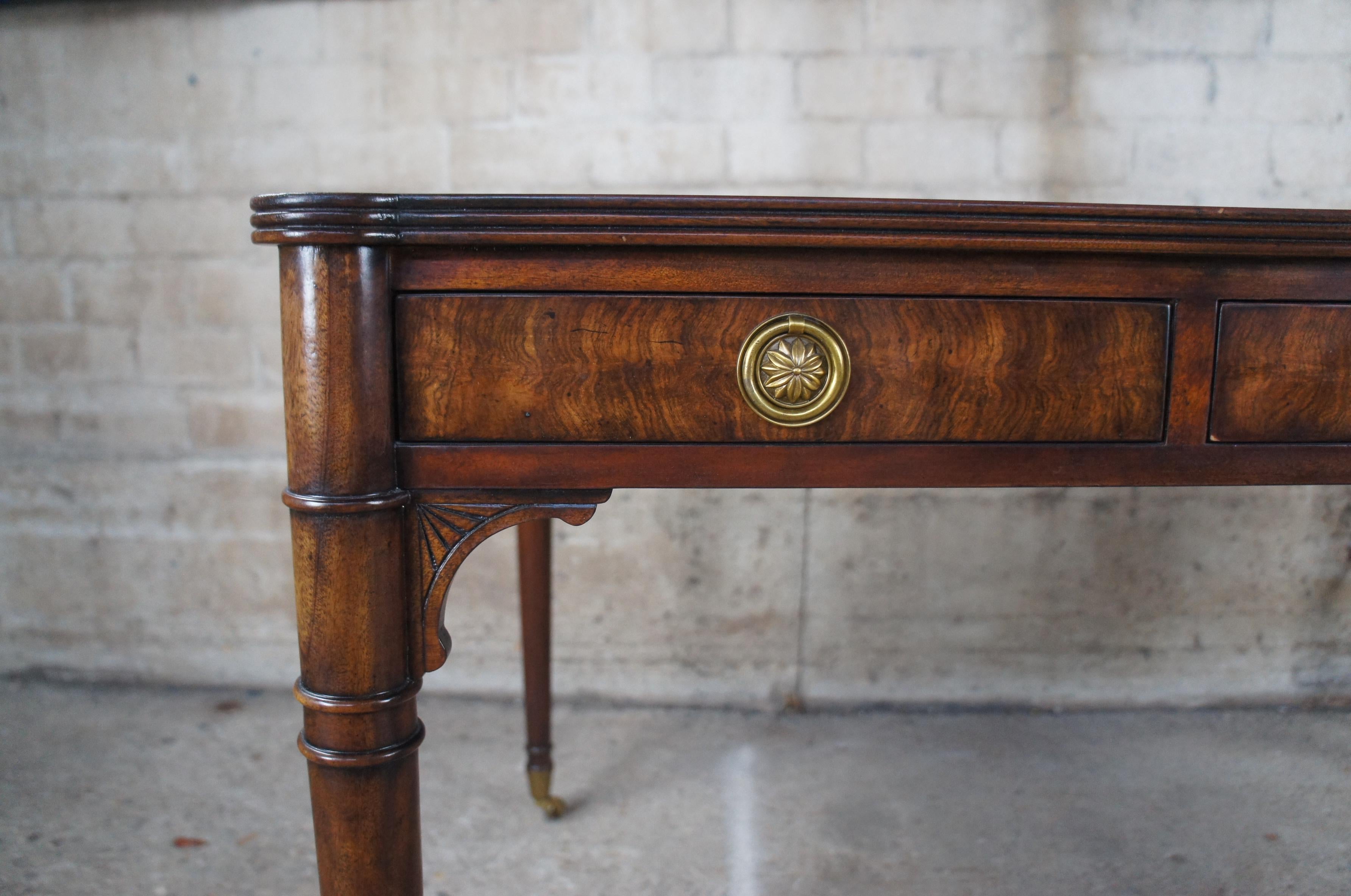 Theodore Alexander Man of Letters Flame Mahogany Leather Partners Writing Desk 4