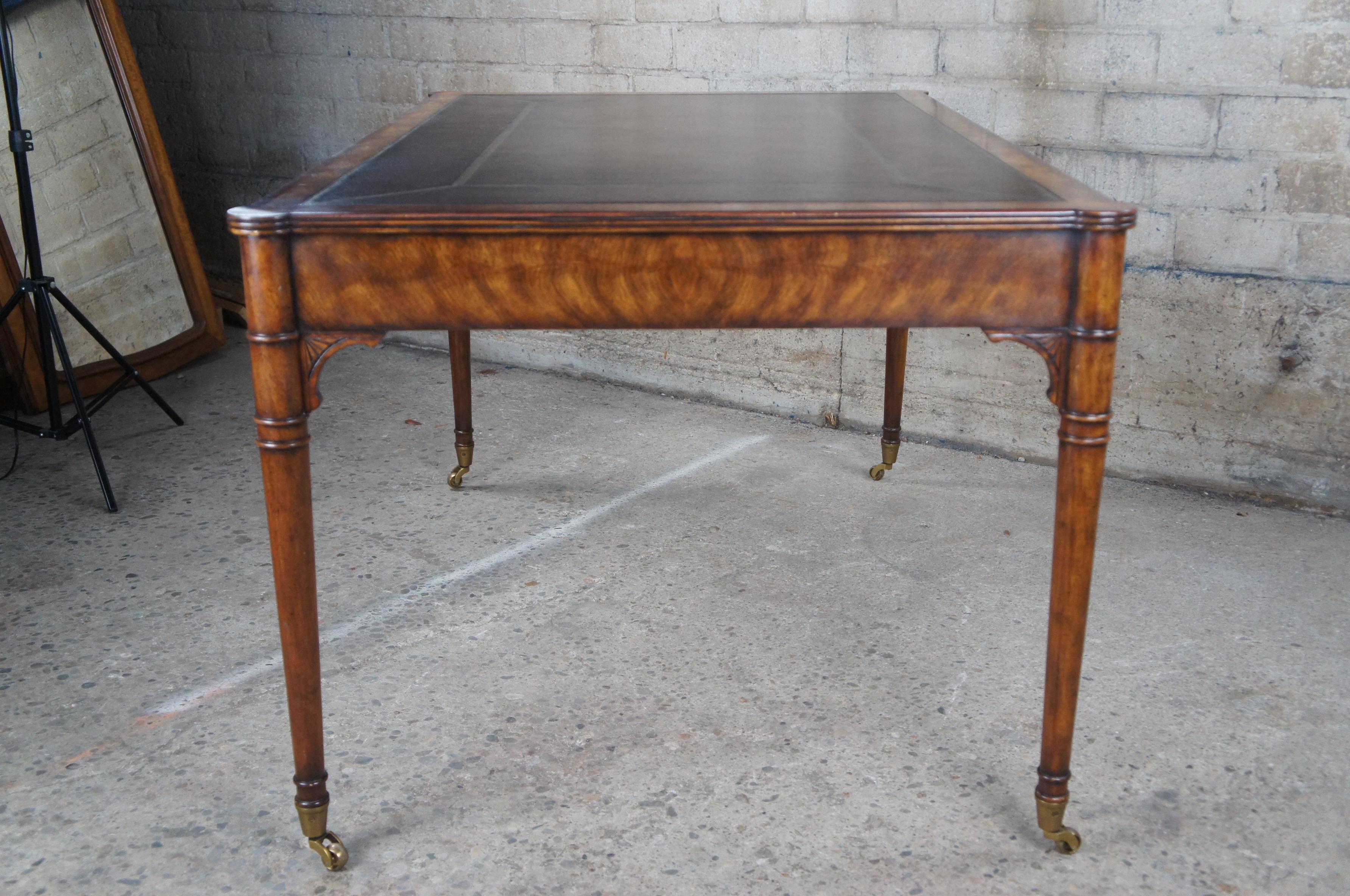 Theodore Alexander Man of Letters Flame Mahogany Leather Partners Writing Desk 6