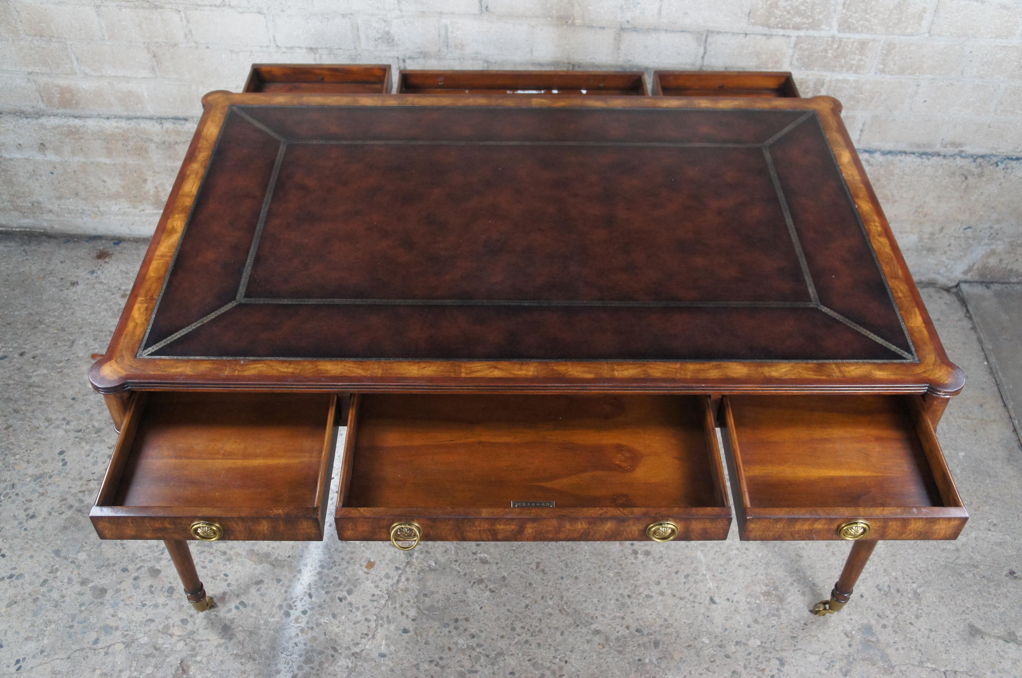 Theodore Alexander Man of Letters Flame Mahogany Leather Partners Writing Desk 2
