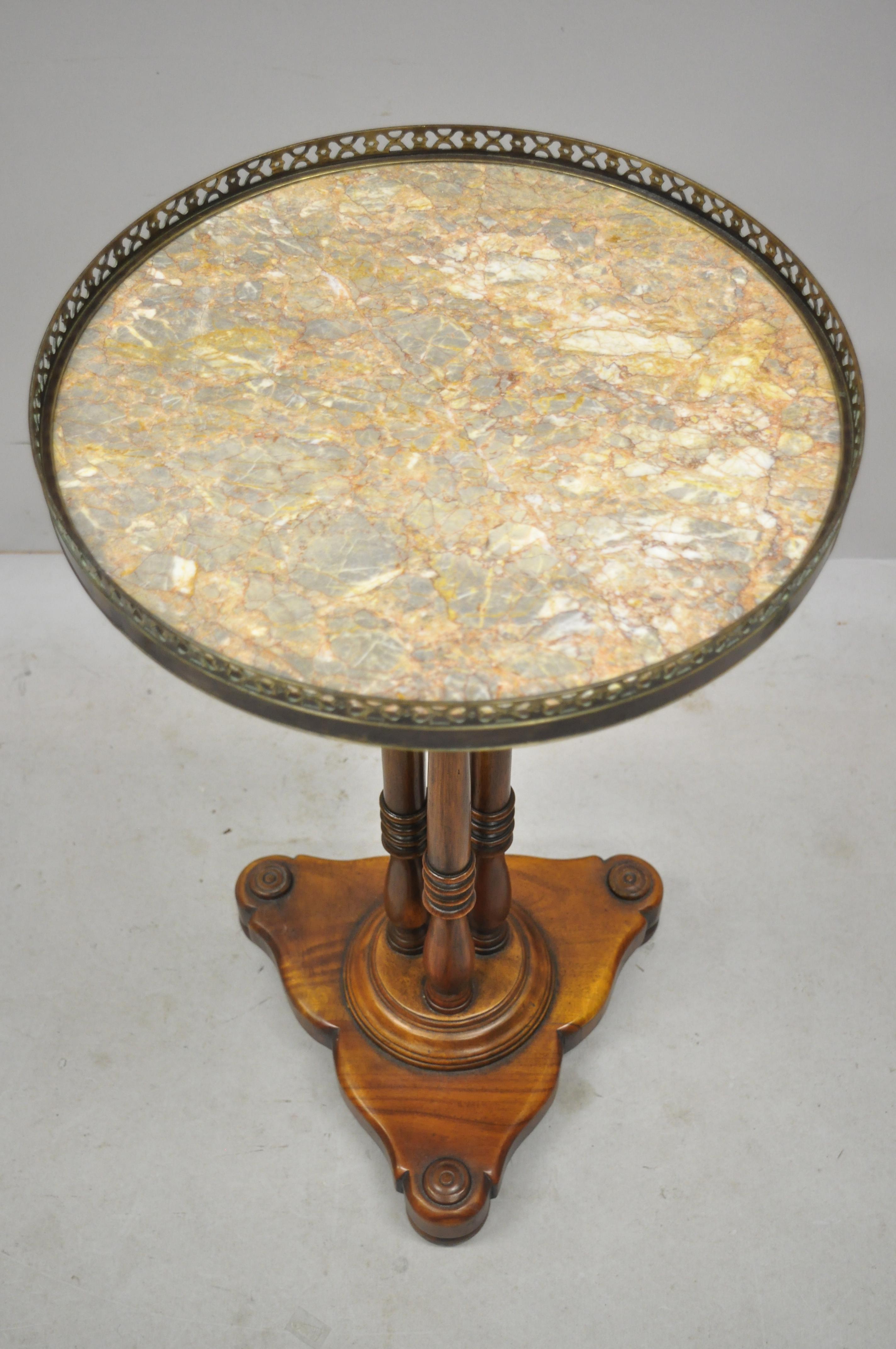 Vietnamese Theodore Alexander Marble-Top French Empire Pedestal Base Accent Side Table