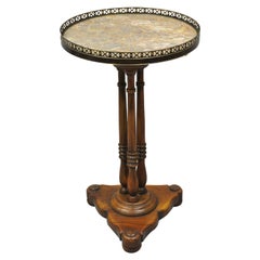 Theodore Alexander Marble-Top French Empire Pedestal Base Accent Side Table