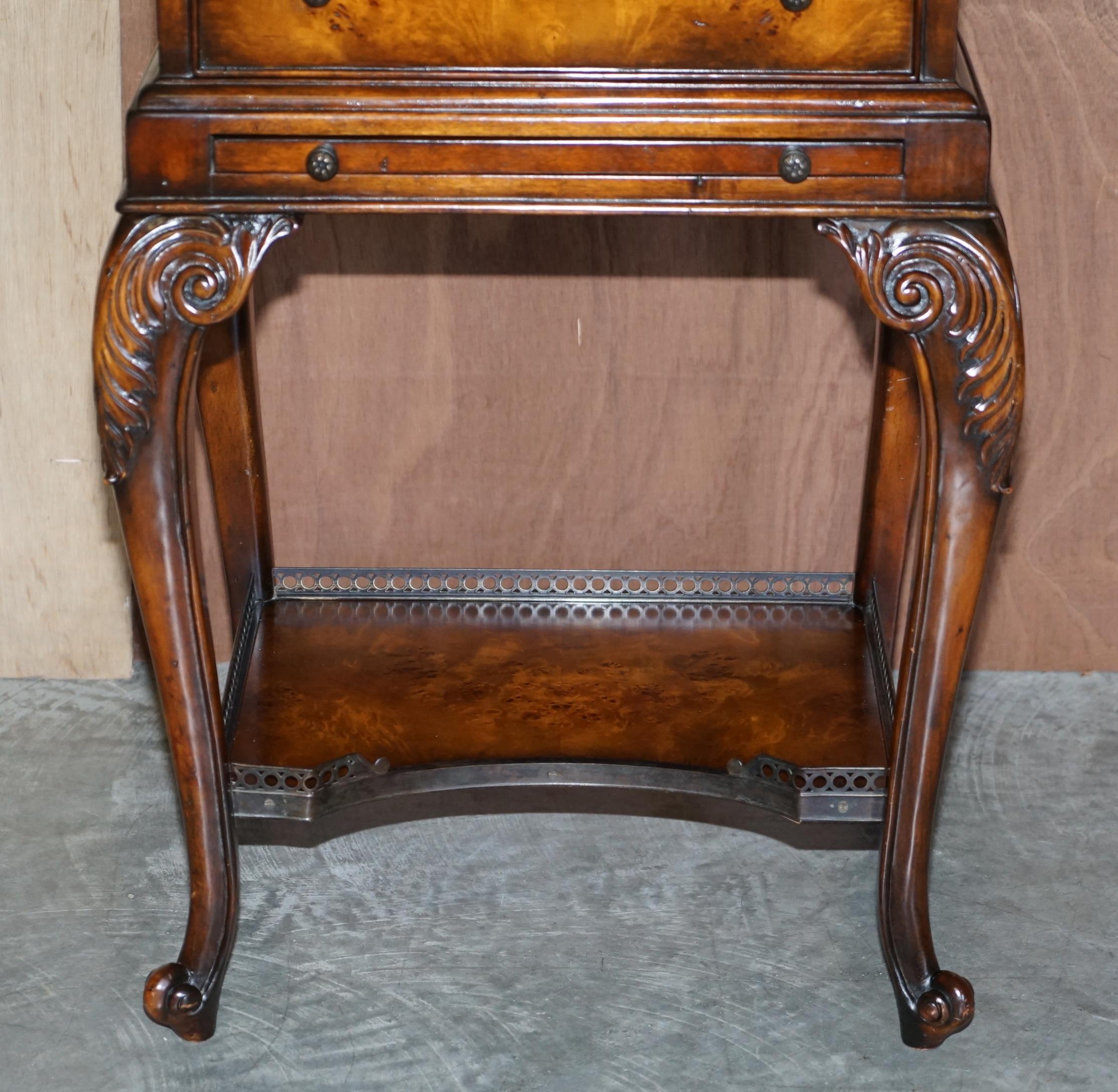 20th Century Theodore Alexander Military Campaign Chest of Drawers on Stand Brown Leather For Sale