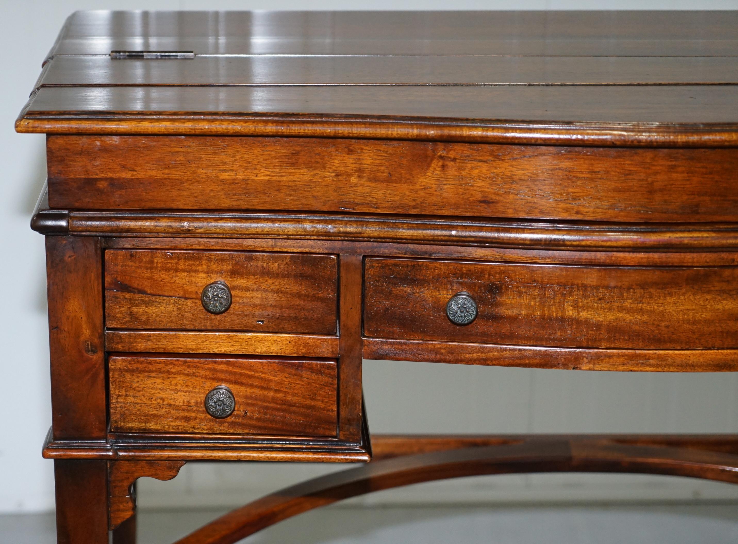 Leather Theodore Alexander Military Campaign Extending Desk Table Bureau Nice