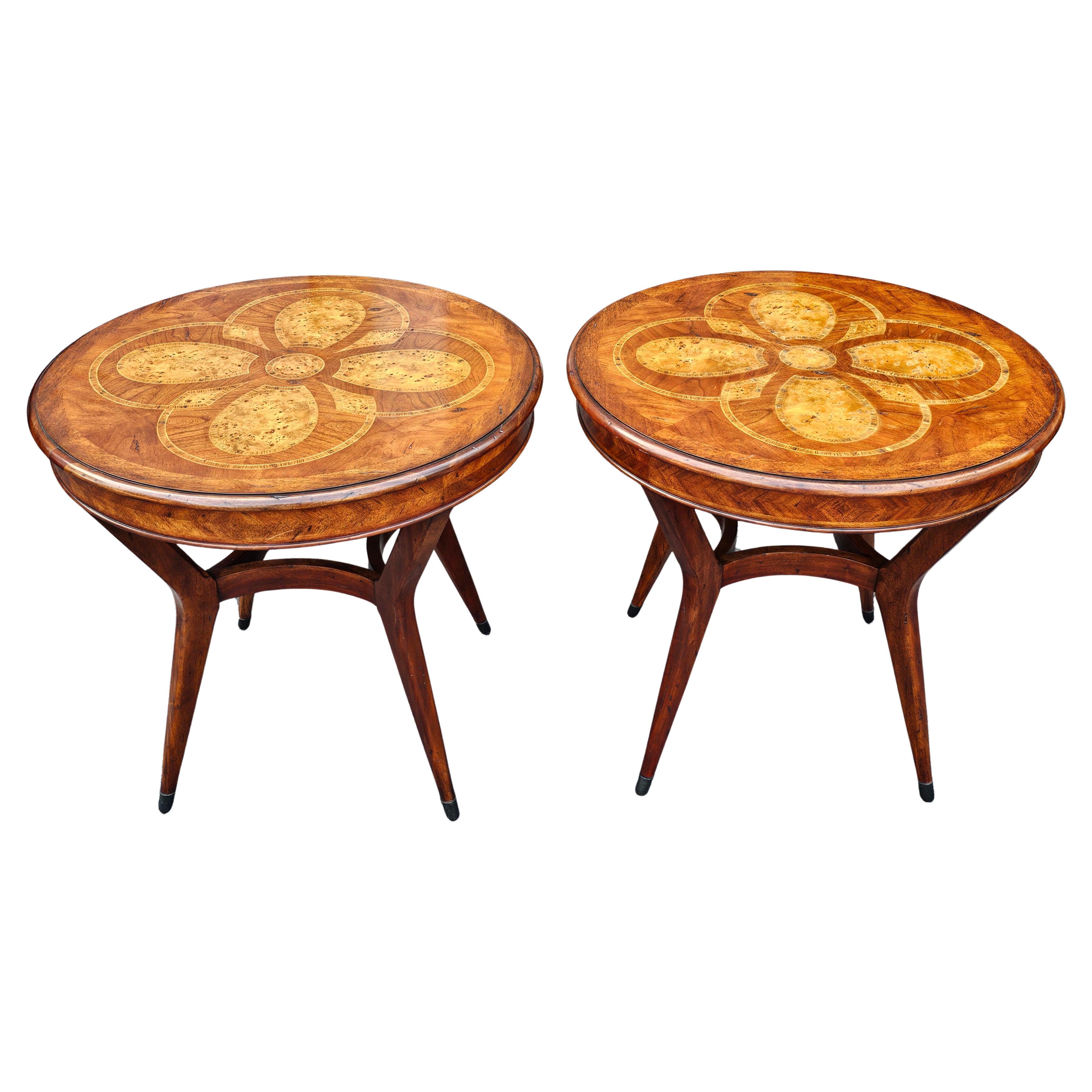 Theodore Alexander Table centrale / table d'appoint en marqueterie de bois fruitiers mélangés