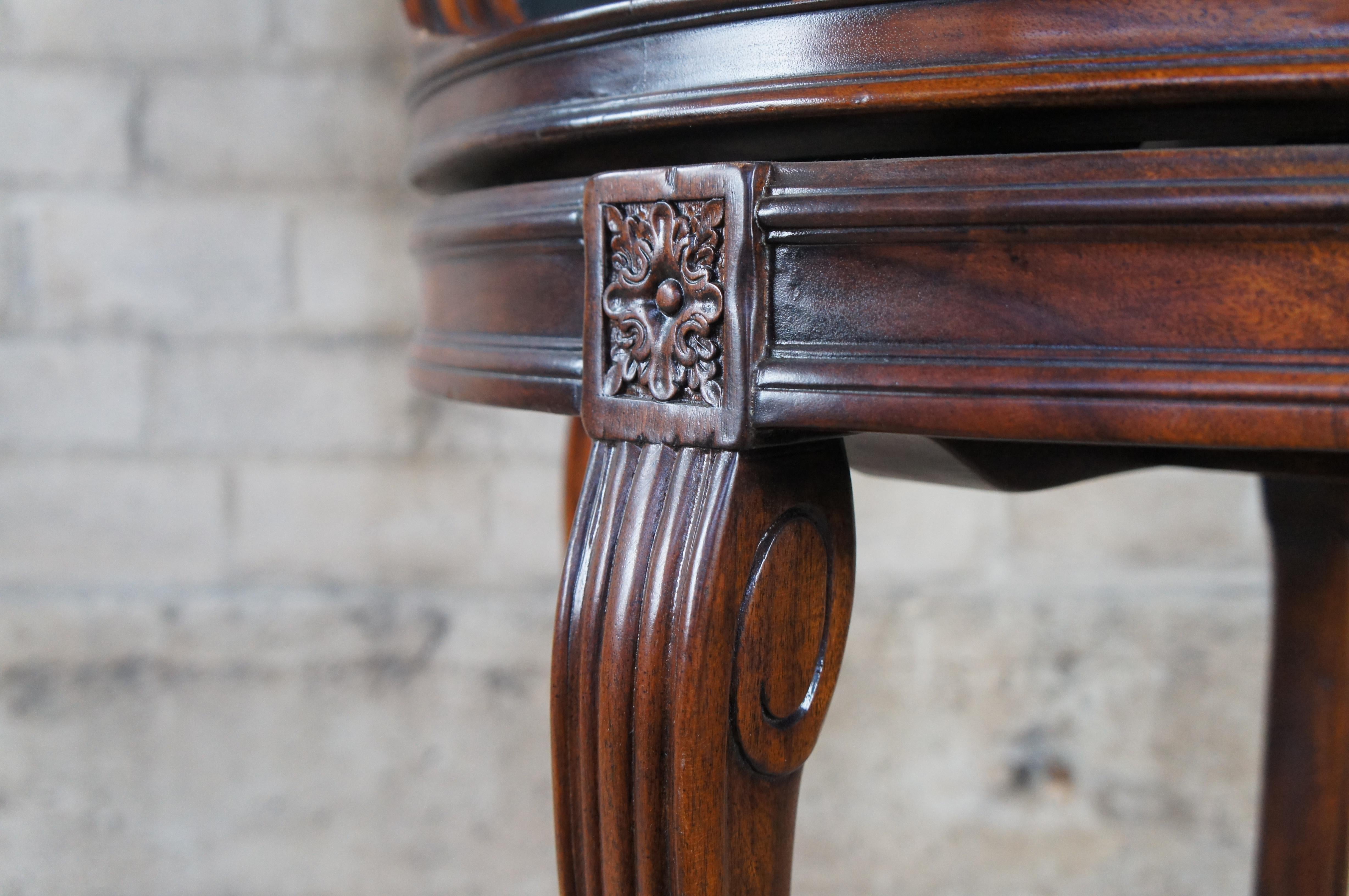 Theodore Alexander Napoleon III Mahogany Scoop Back Green Leather Bar Stool 3