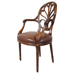 Theodore Alexander Neoclassical Carved Back Open Armchair
