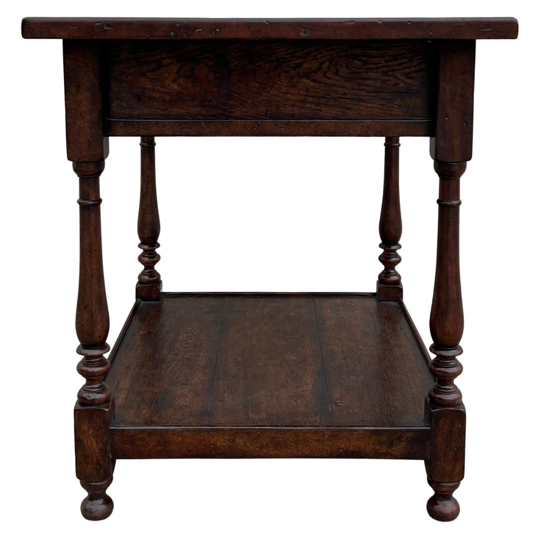 Wood Theodore Alexander Oak & Mahogany Side Table For Sale