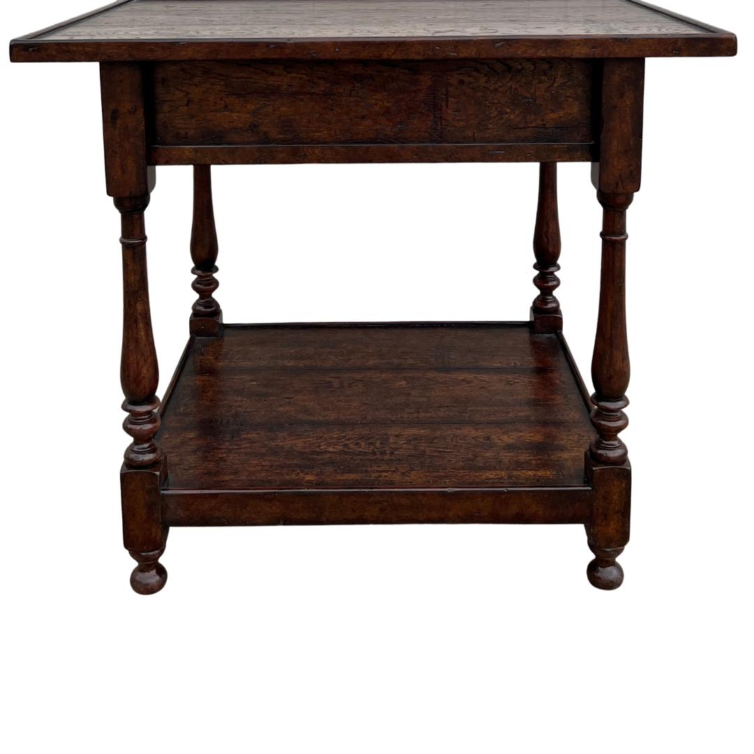 Theodore Alexander Oak & Mahogany Side Table For Sale 1