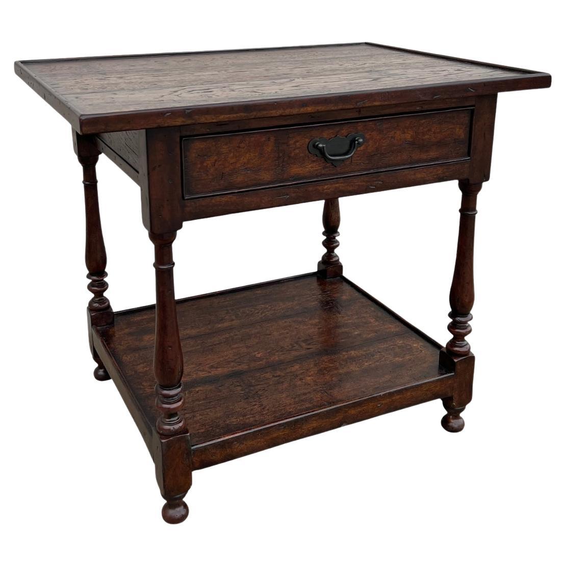 Theodore Alexander Oak & Mahogany Side Table For Sale