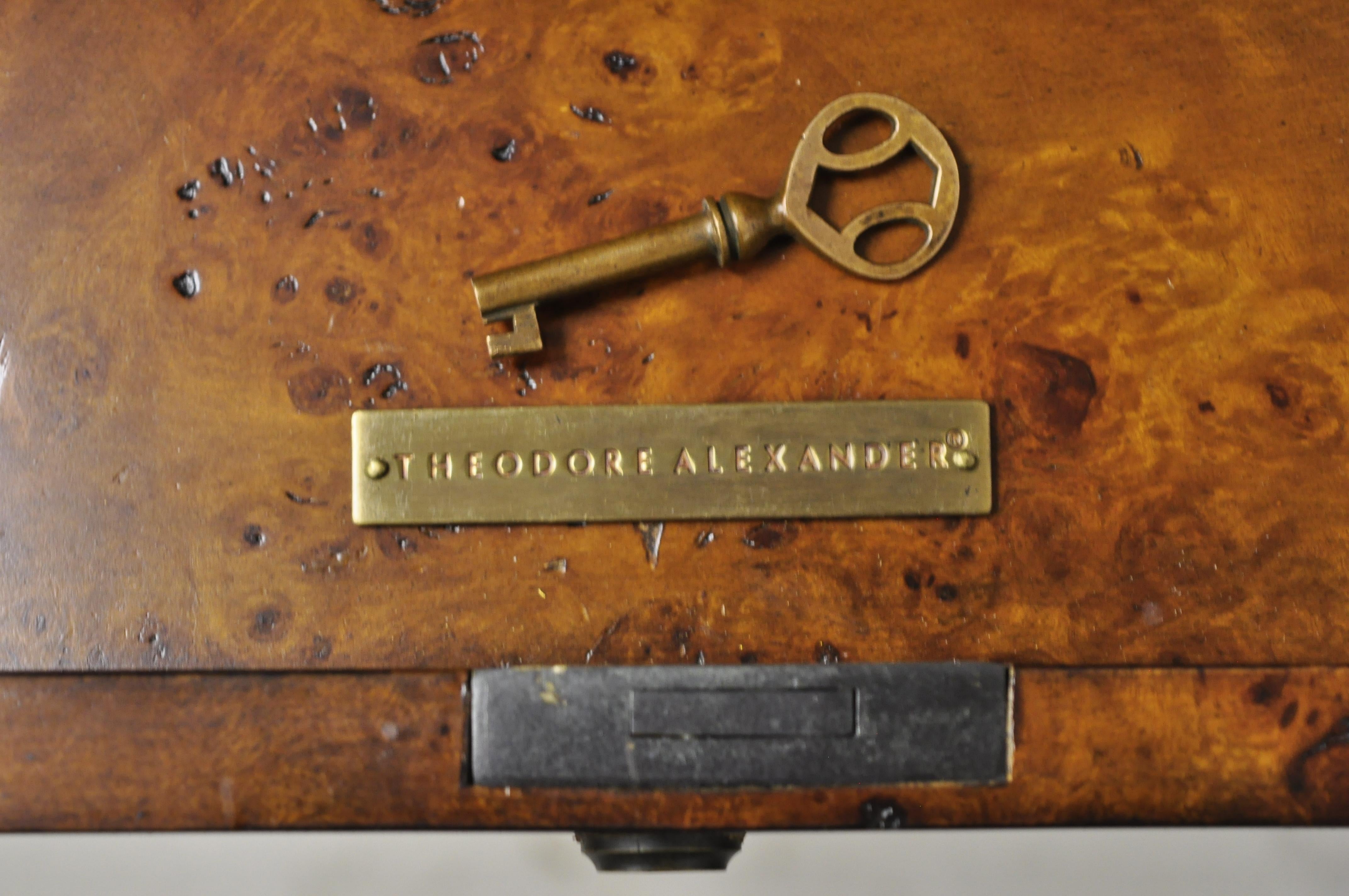 Theodore Alexander Officers and Gentlemen Campaign Desk Burl Wood English Style 2
