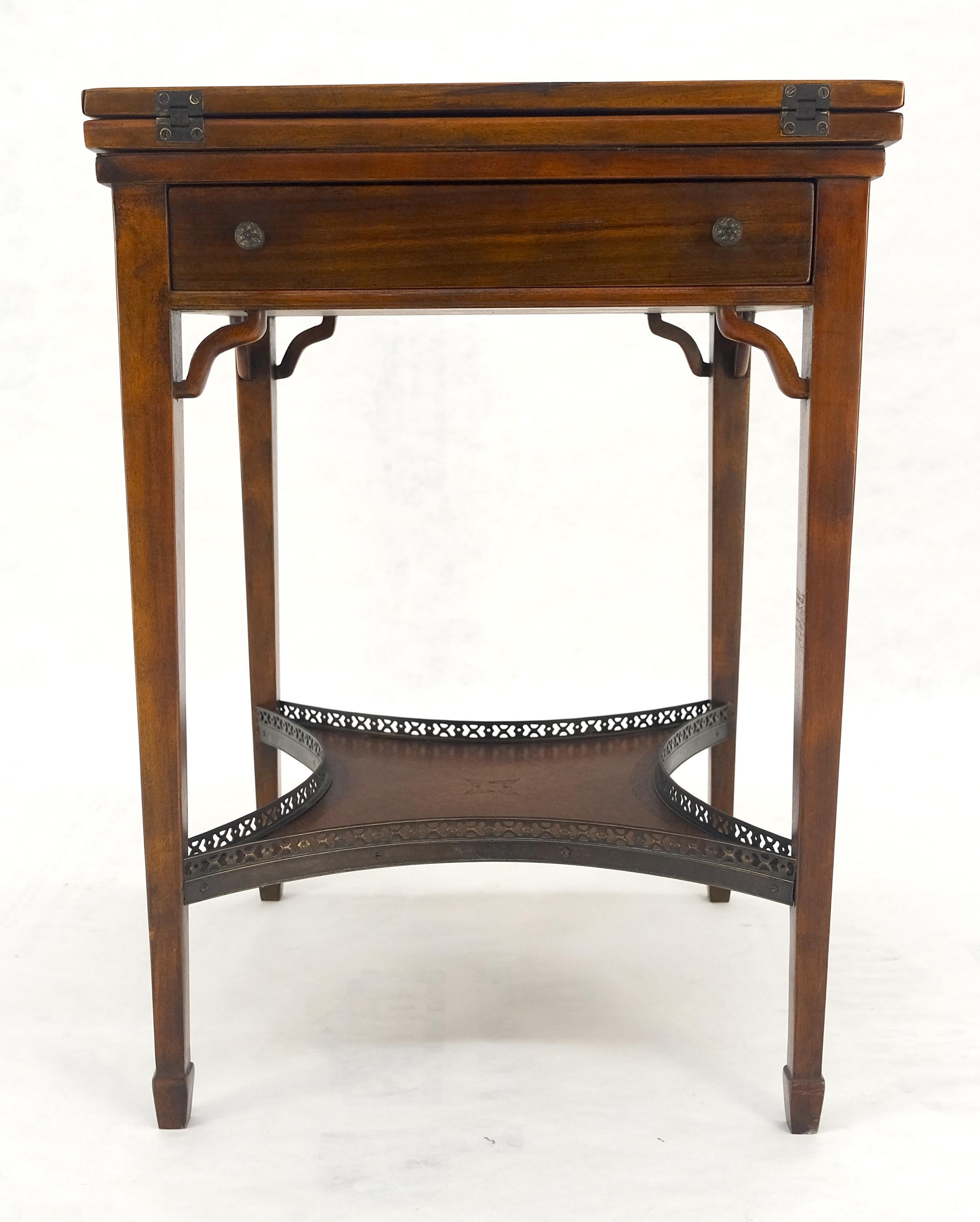 Theodore Alexander One Drawer Leather Top Folding Top Game Table MINT For Sale 4