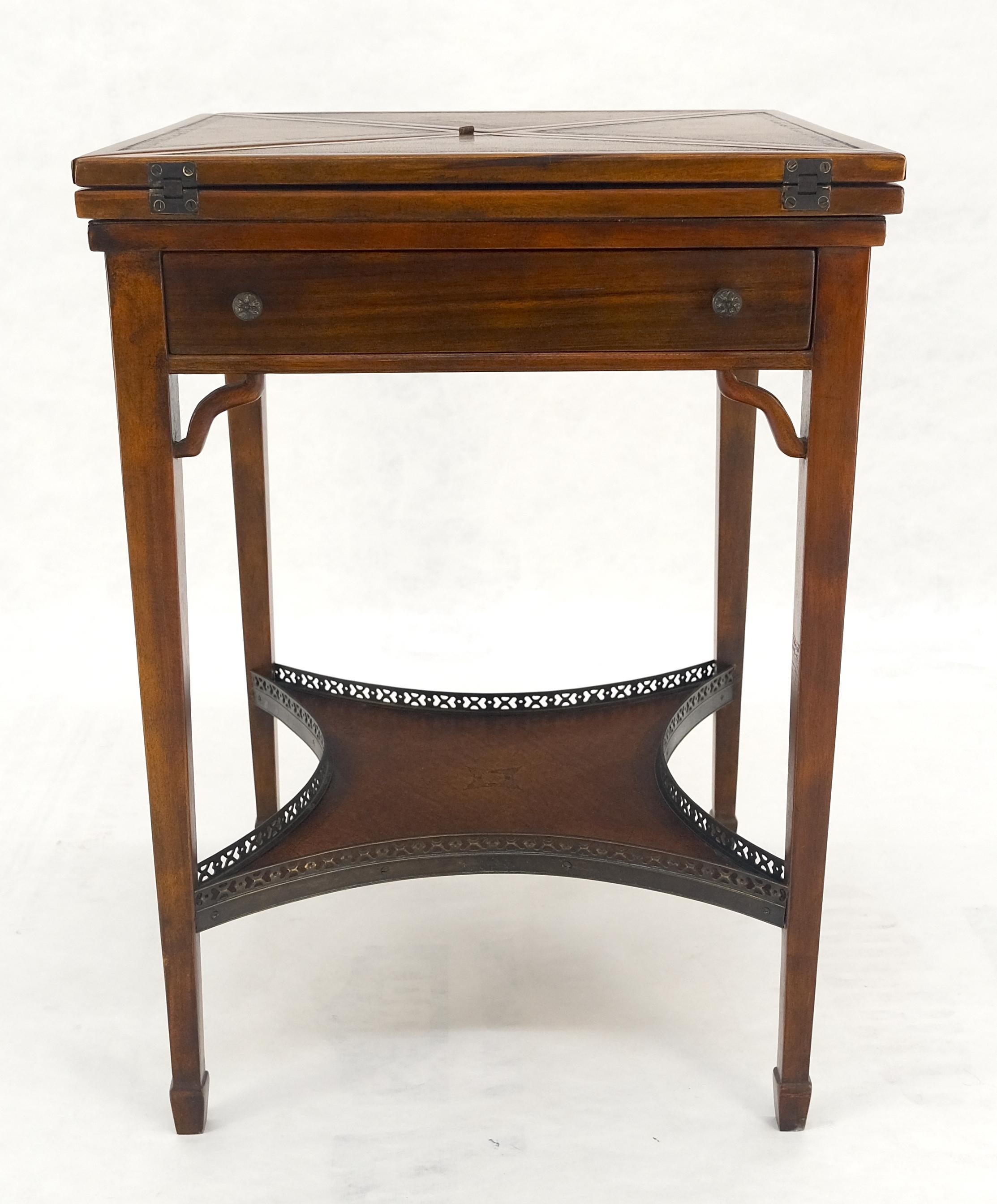 Theodore Alexander One Drawer Leather Top Folding Top Game Table MINT For Sale 5