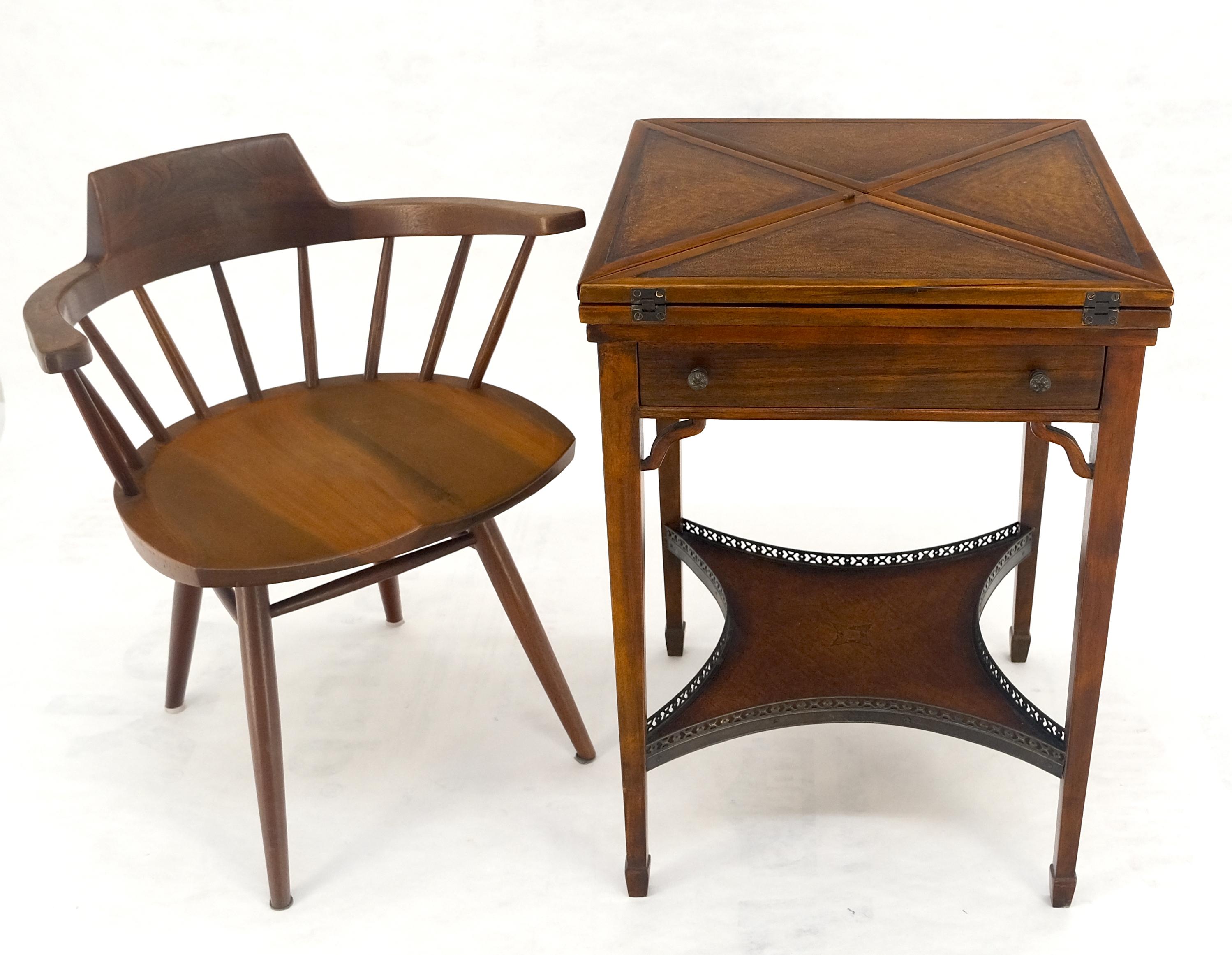 Theodore Alexander One Drawer Leather Top Folding Top Game Table MINT For Sale 6