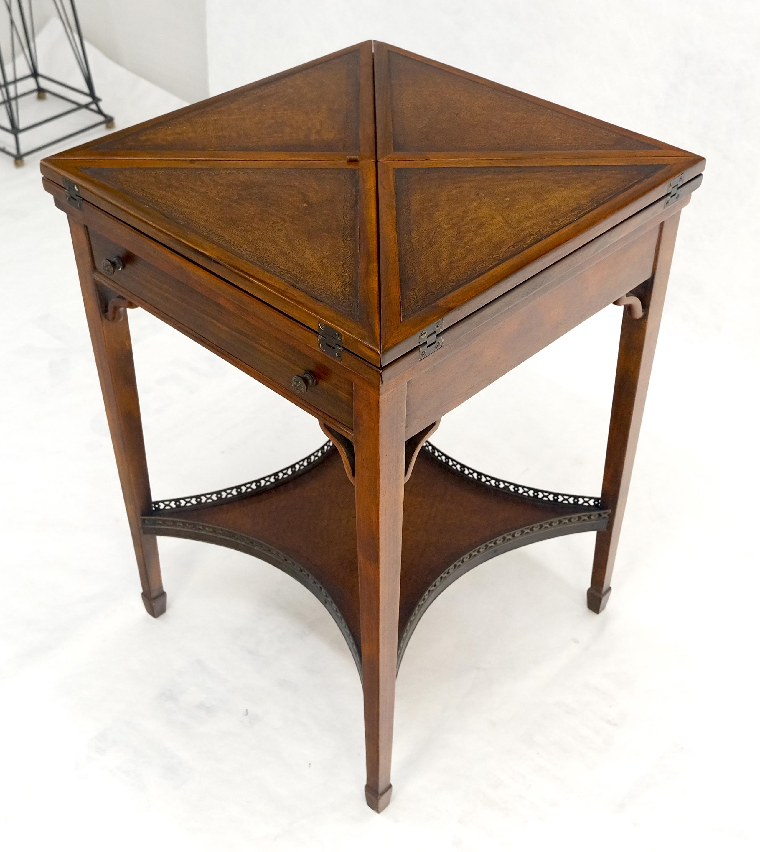 Theodore Alexander One Drawer Leather Top Folding Top Game Table MINT For Sale 9
