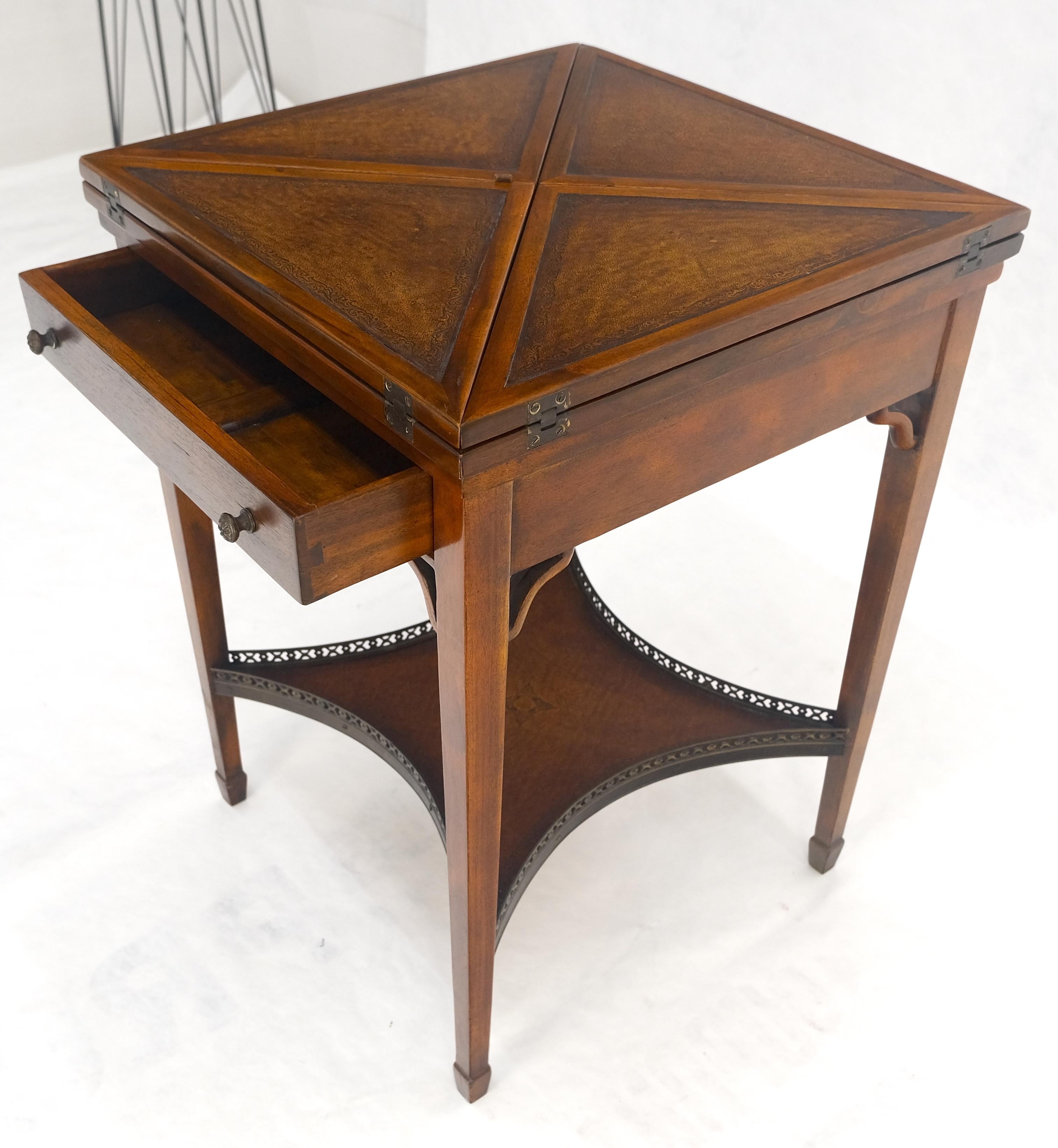 Theodore Alexander One Drawer Leather Top Folding Top Game Table MINT For Sale 11