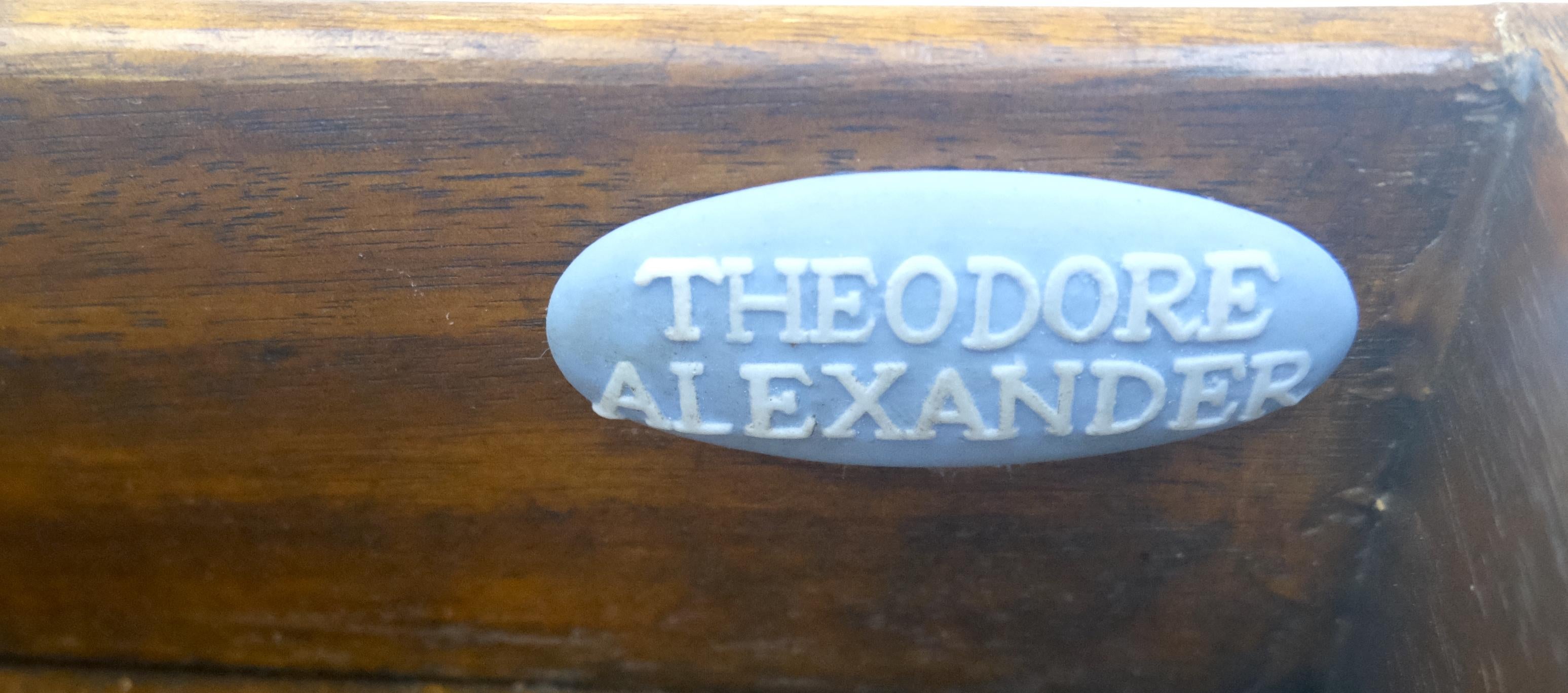 Theodore Alexander One Drawer Leather Top Folding Top Game Table MINT For Sale 14