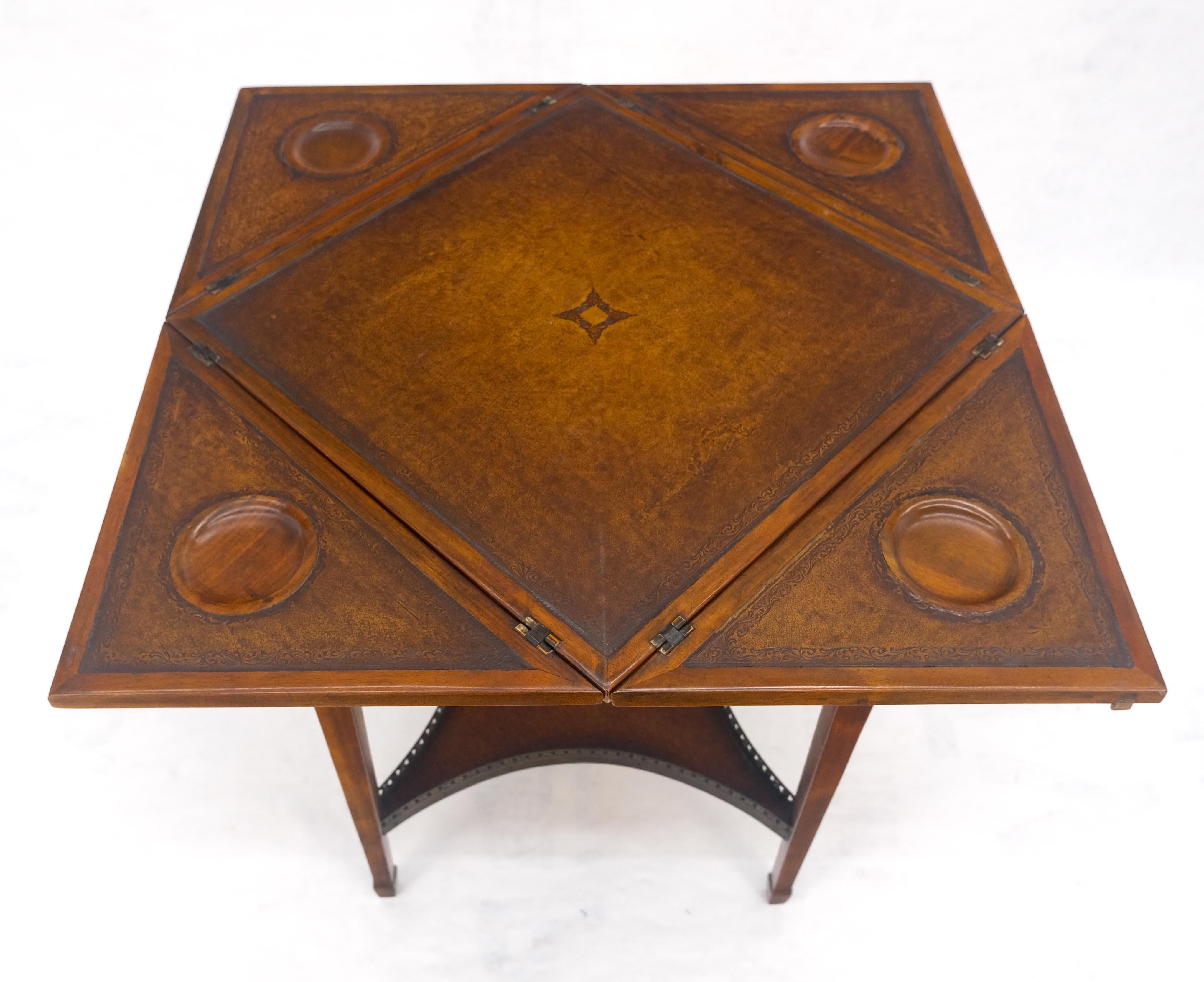 Theodore Alexander One Drawer Leather Top Folding Top Game Table MINT In Good Condition For Sale In Rockaway, NJ