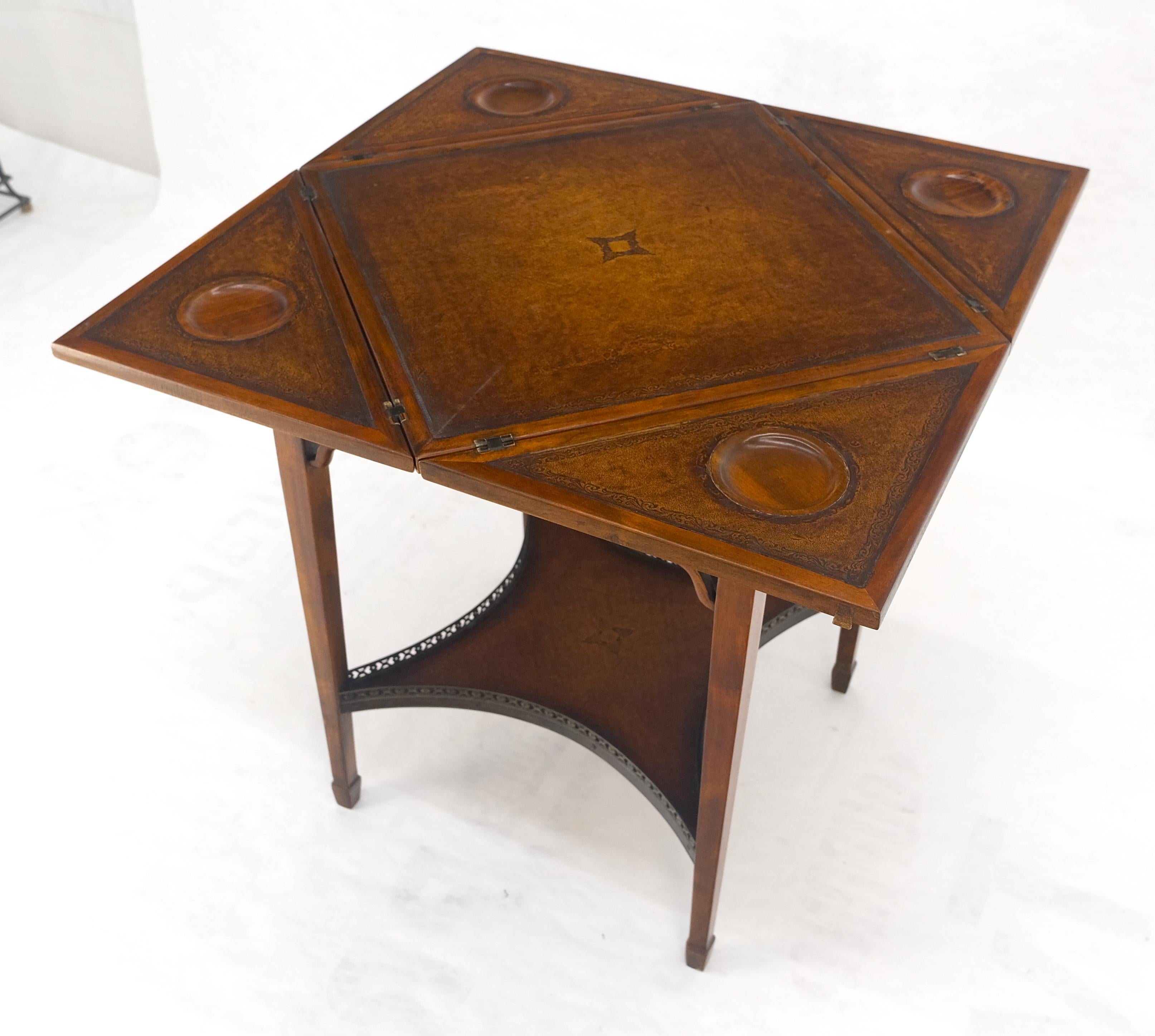 20th Century Theodore Alexander One Drawer Leather Top Folding Top Game Table MINT For Sale