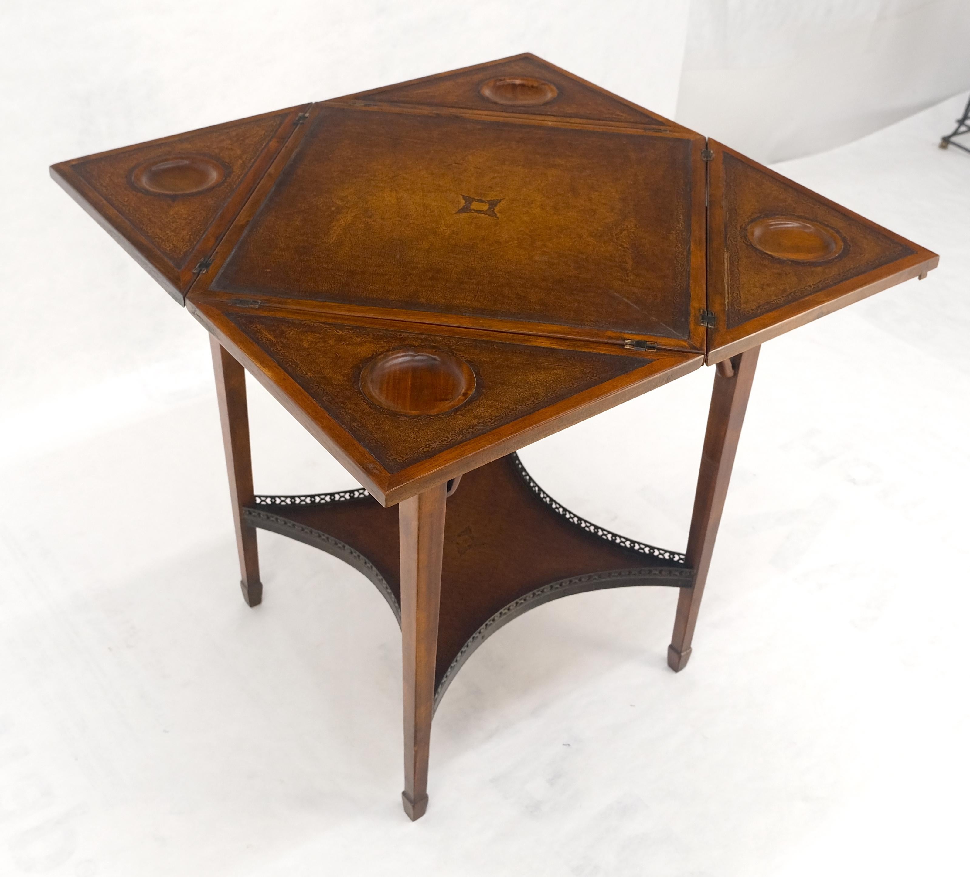 Theodore Alexander One Drawer Leather Top Folding Top Game Table MINT For Sale 1