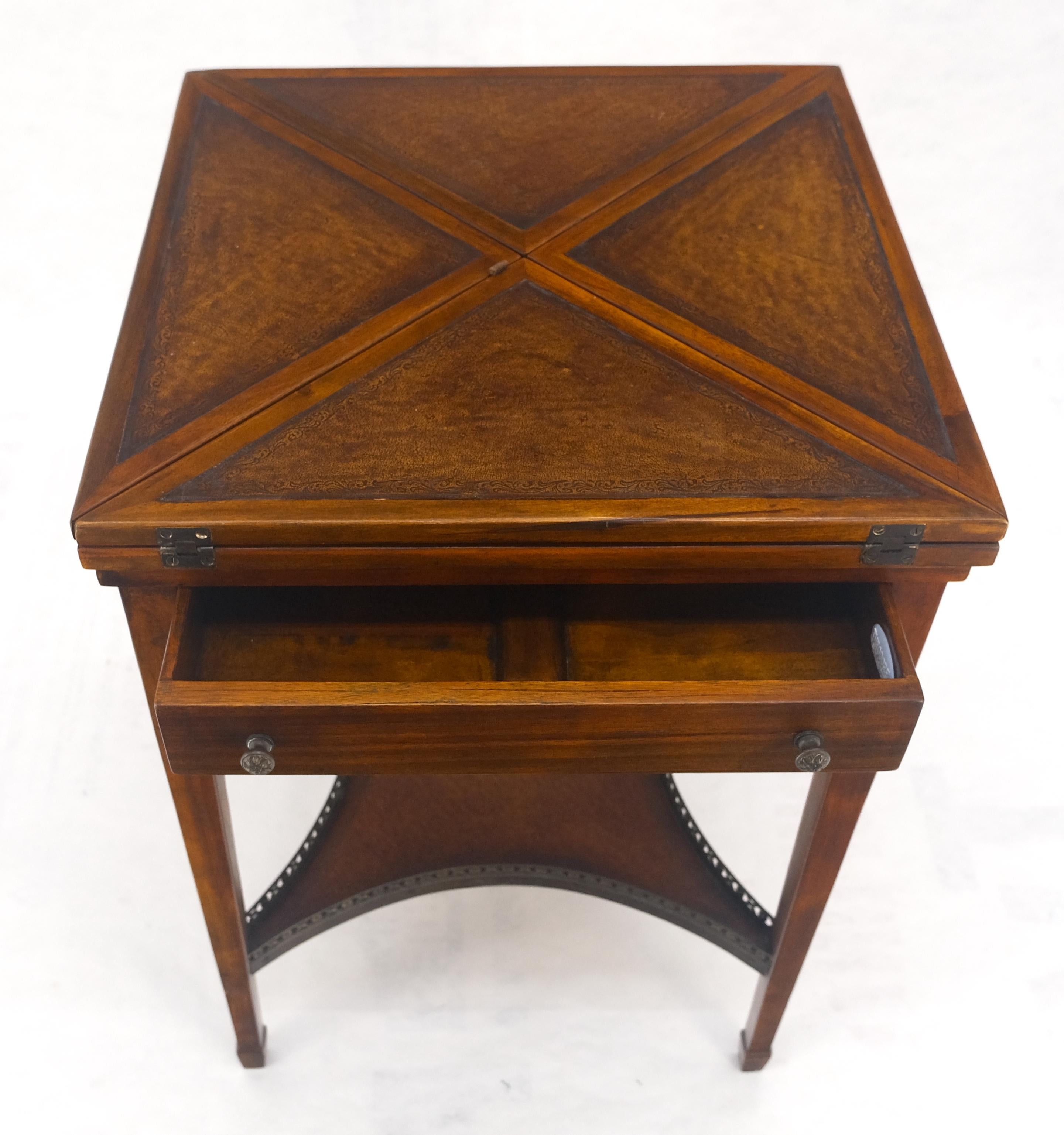 Theodore Alexander One Drawer Leather Top Folding Top Game Table MINT For Sale 2