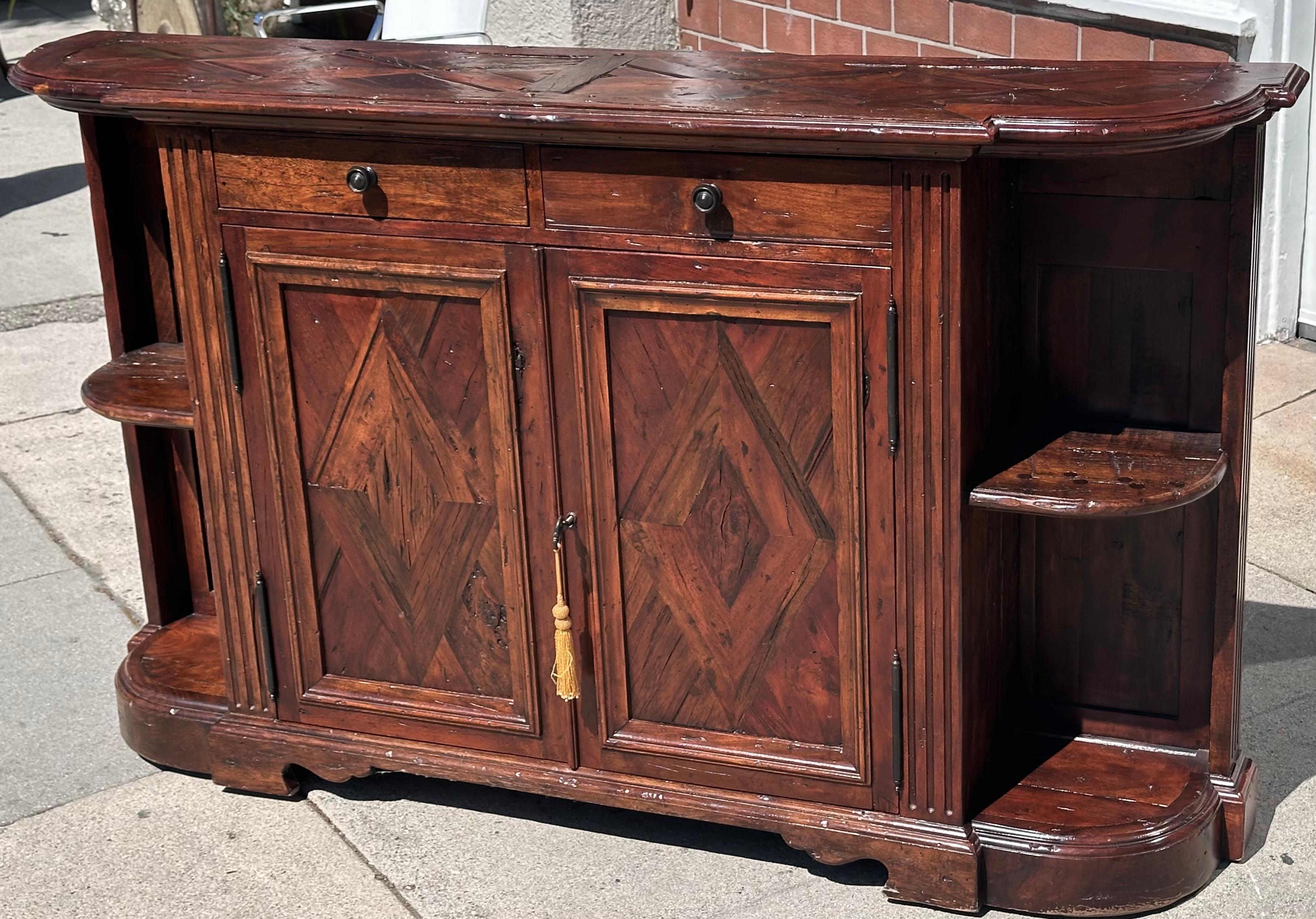 Theodore Alexander Reclaimed Antique Wood Sideboard Cabinet In Good Condition For Sale In LOS ANGELES, CA