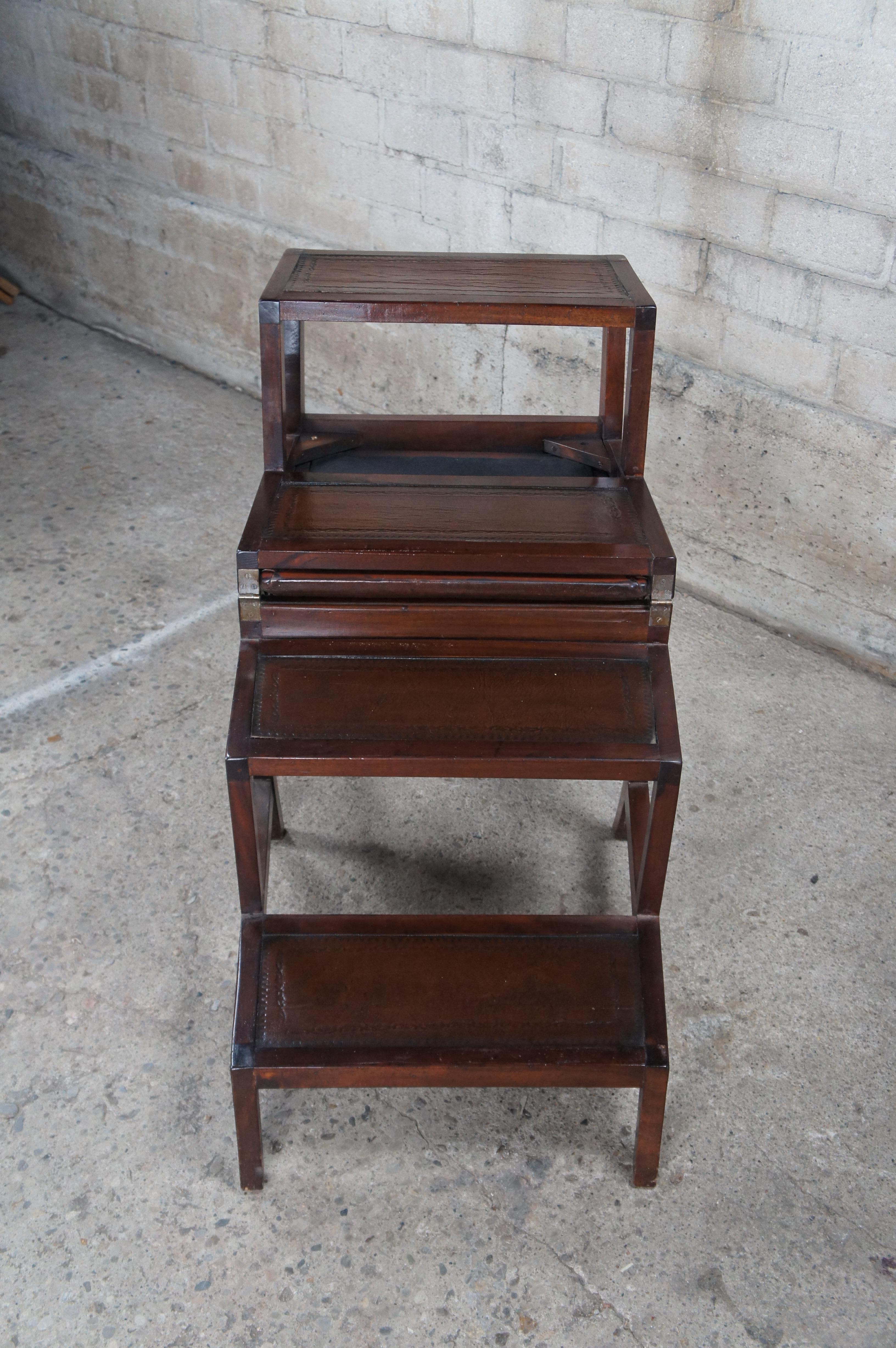 Theodore Alexander Regency Mahogany Arm Chair Metamorphic Library Steps Ladder 6