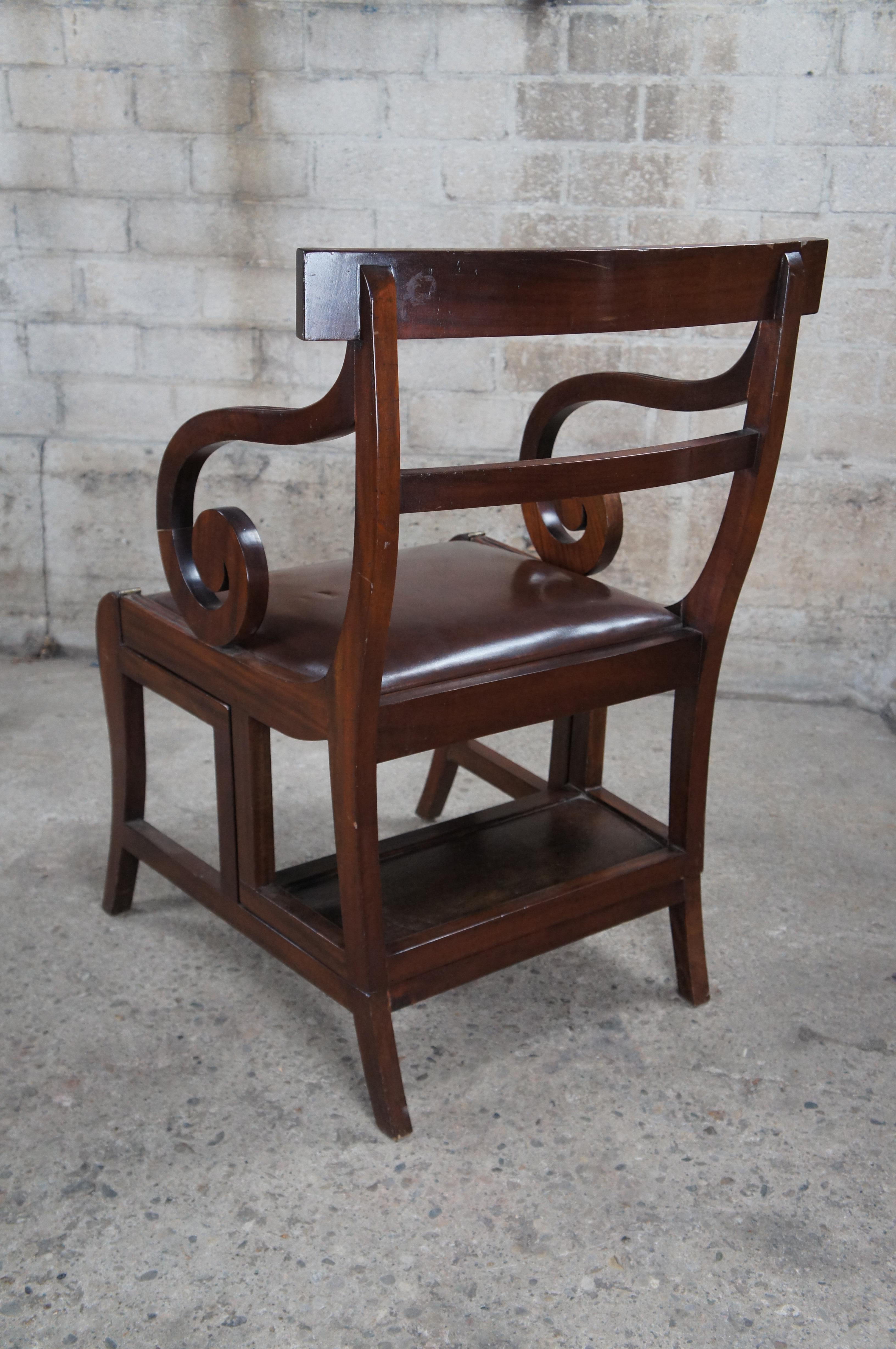 Theodore Alexander Regency Mahogany Arm Chair Metamorphic Library Steps Ladder 8
