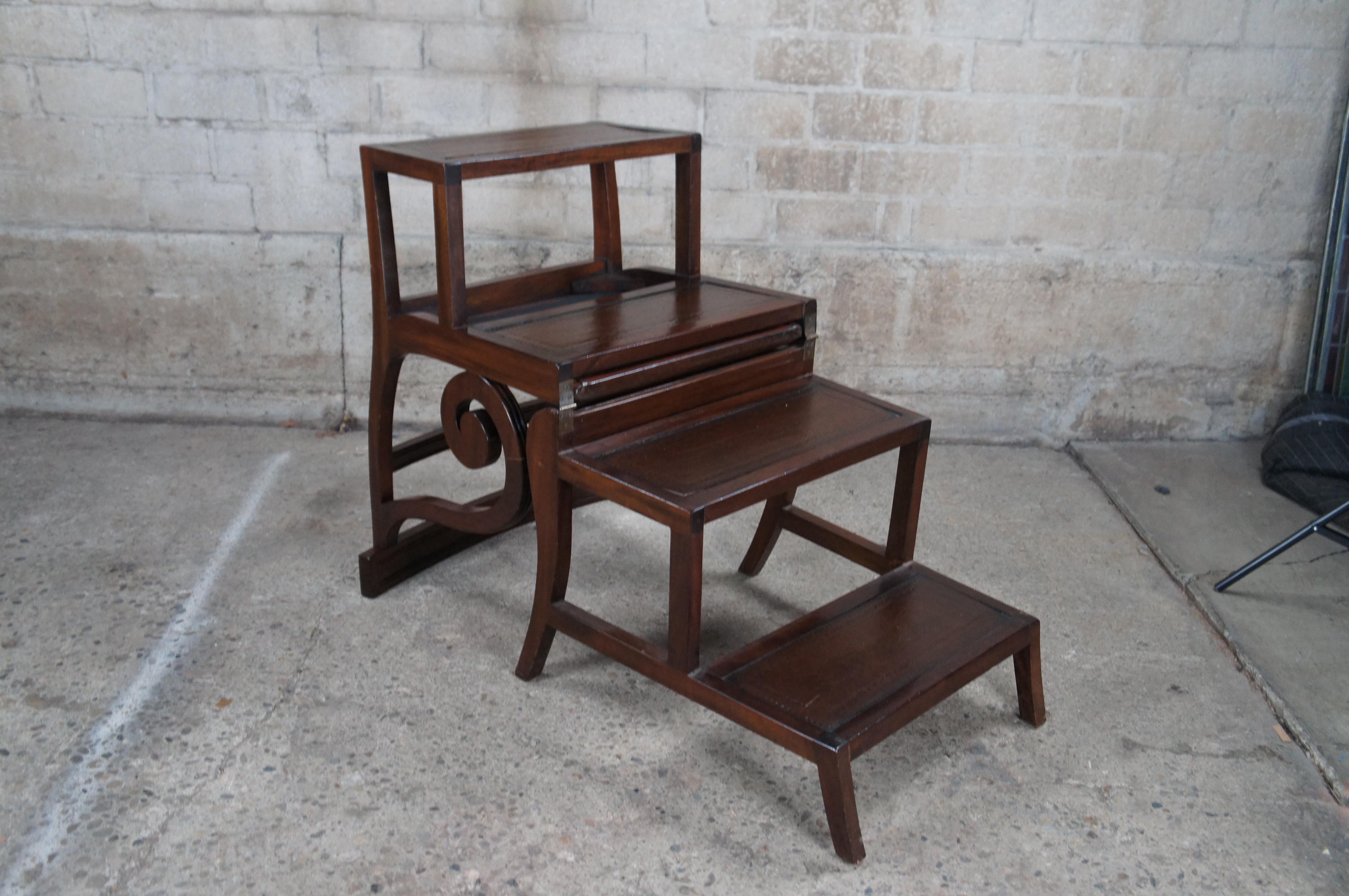 Theodore Alexander Regency Mahogany Arm Chair Metamorphic Library Steps Ladder 4