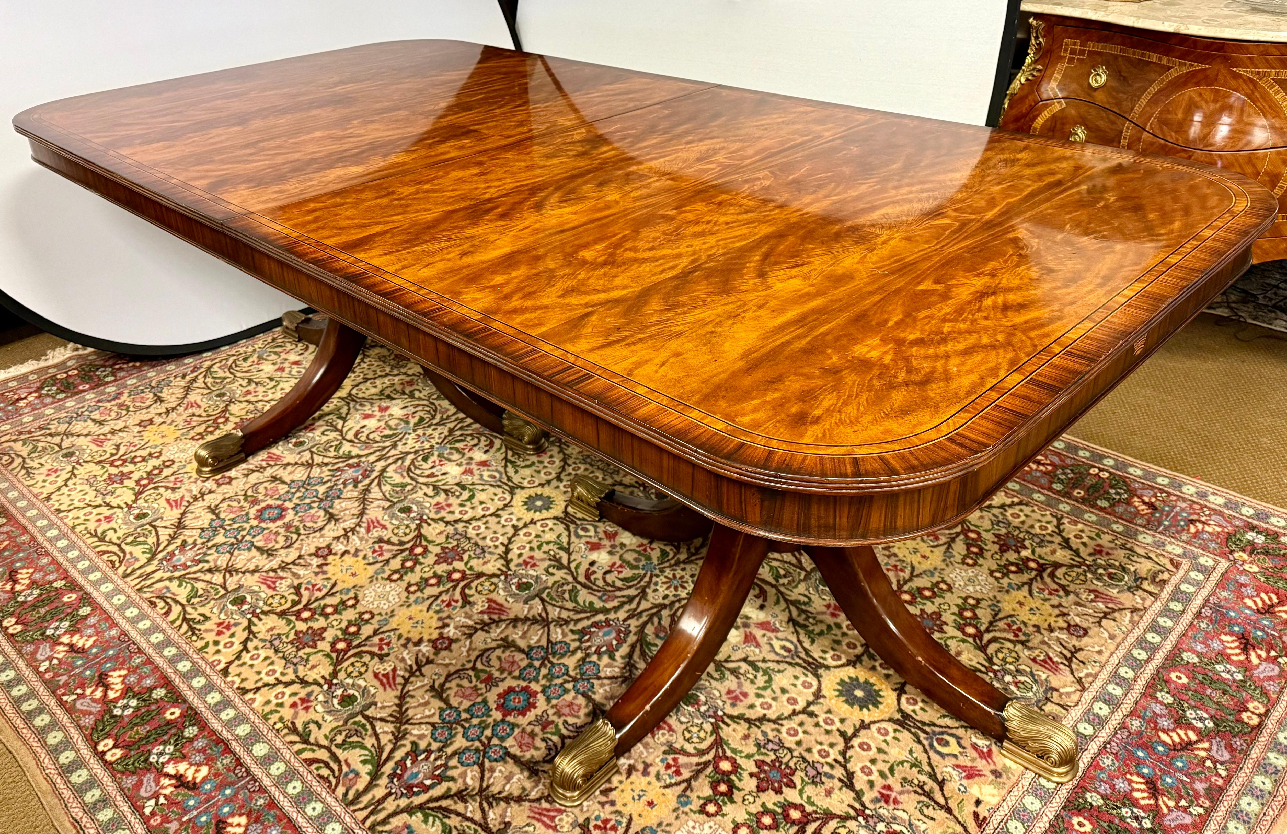 Theodore Alexander Regency Mahogany Dining Room Set with Greek Key Inlay Chairs 6