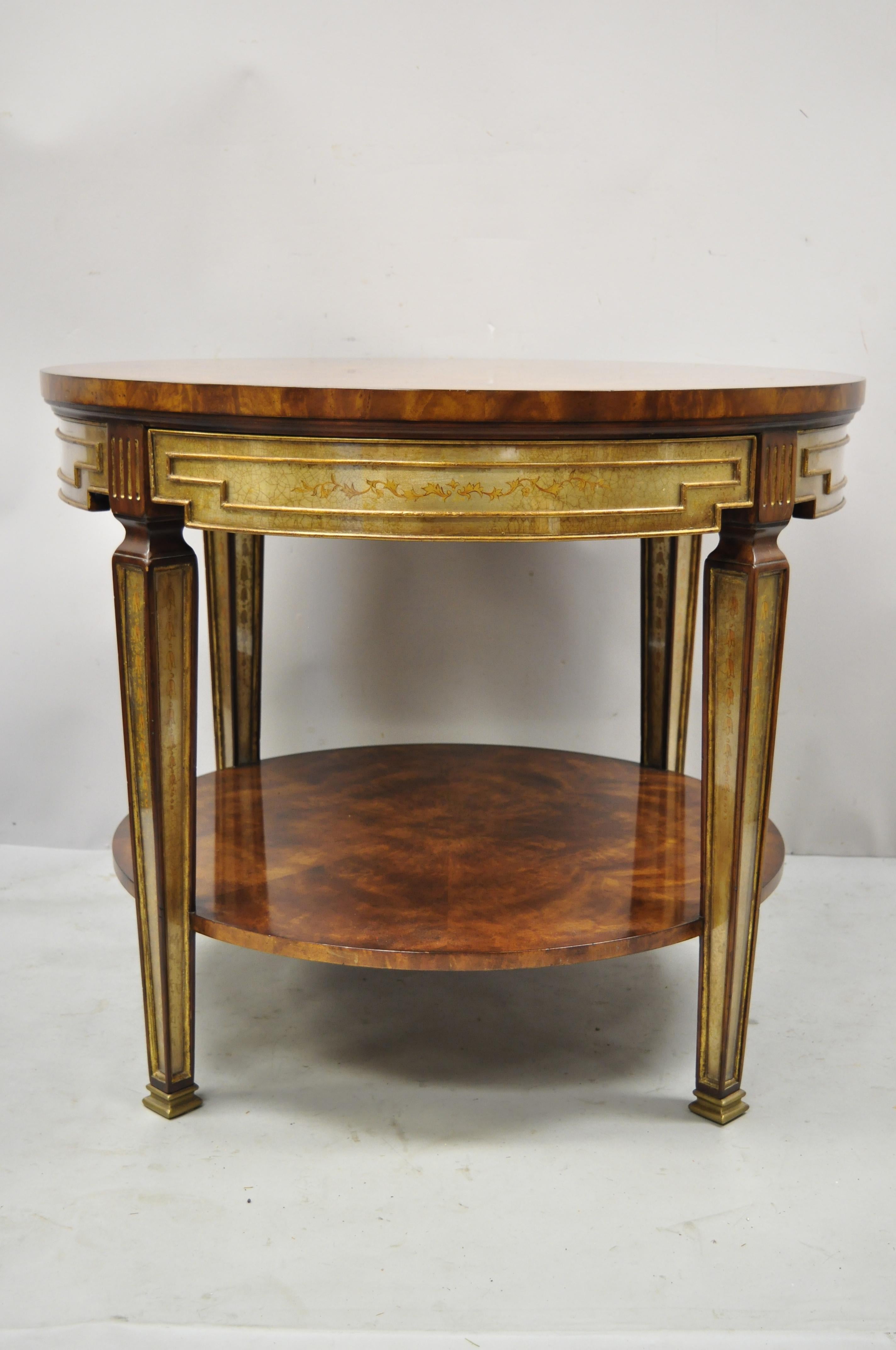 Theodore Alexander Regency One Drawer Eglomise Round Occasional Side Table 4