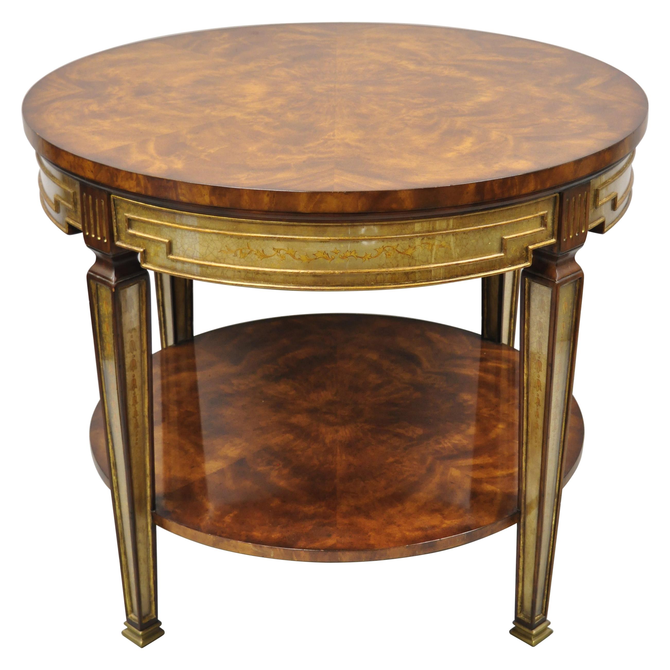 Theodore Alexander Regency One Drawer Eglomise Round Occasional Side Table