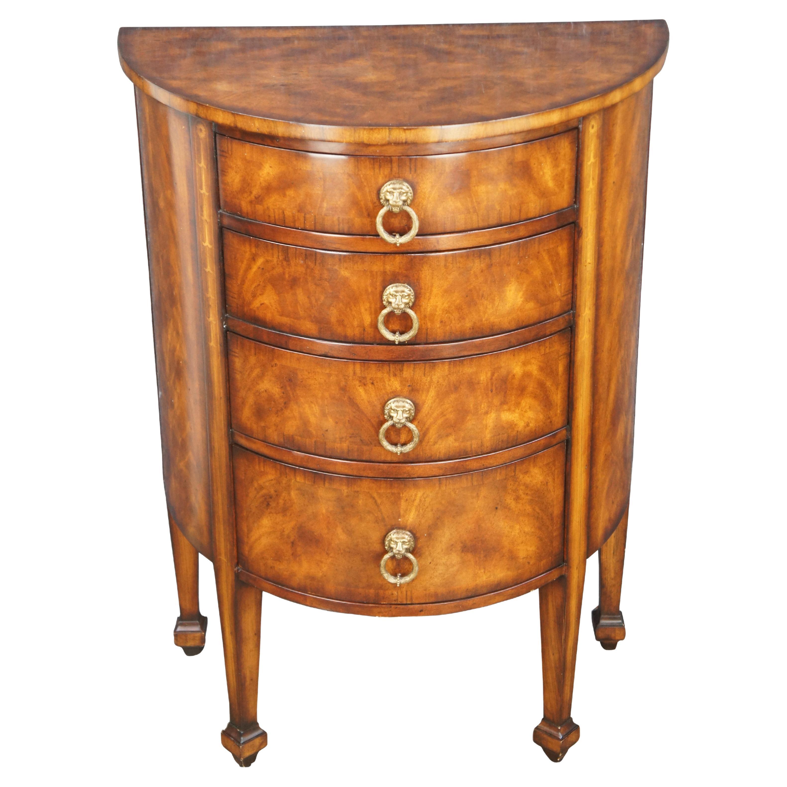 Theodore Alexander Regency Style Demilune Mahogany Commode Console Table Chest